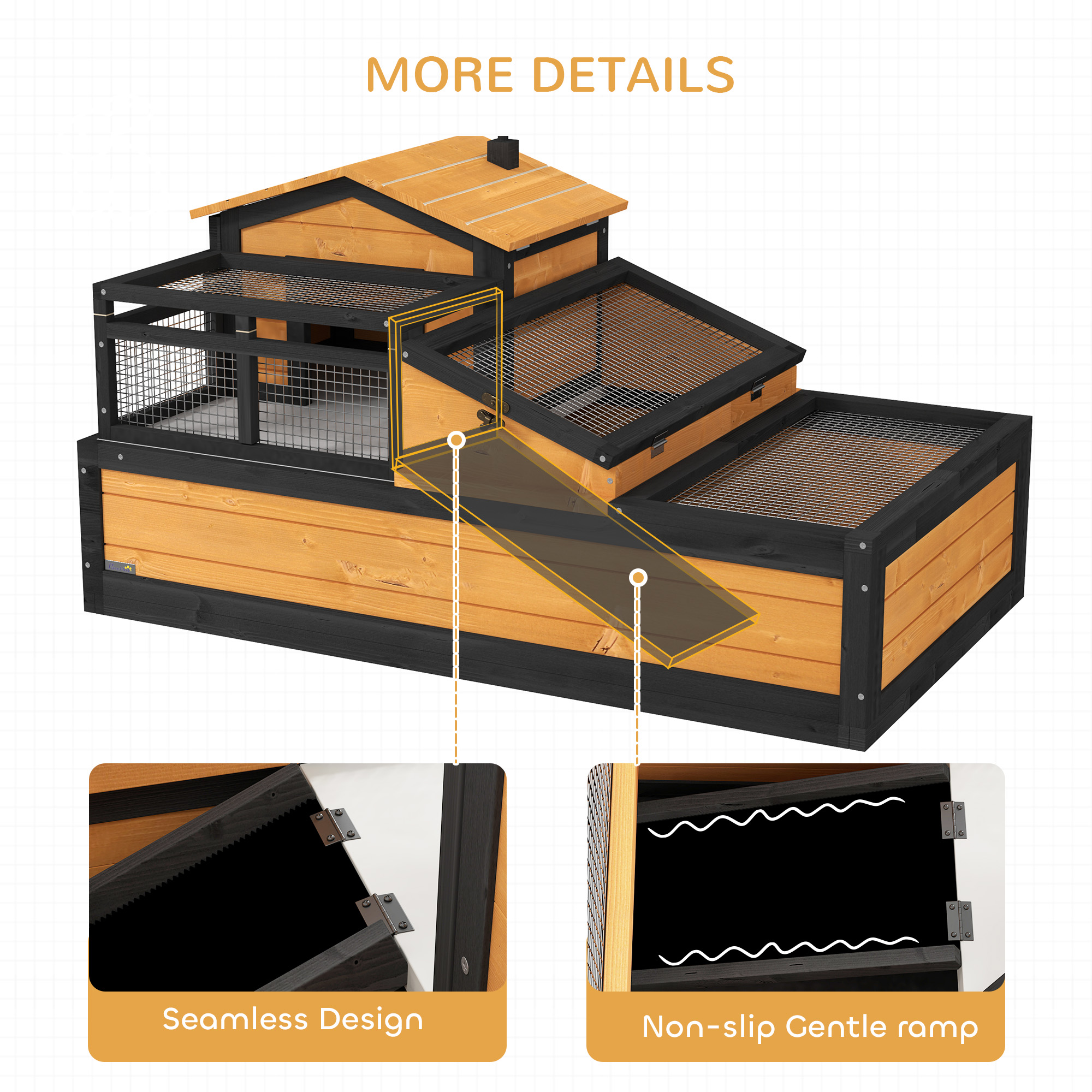 Casa Hábitat para Tortugas de 3 Habitaciones con Balcón y 2 Pisos, 44" x 25.5" x 25", Amarillo — imagen 2