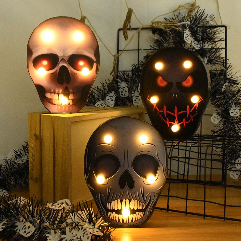 Halloween LED Lights Horror Pumpkin Ghost Bat Spider Night Lights Ornament Halloween Party Props Home Bar Table Lamp Decorations — image 3
