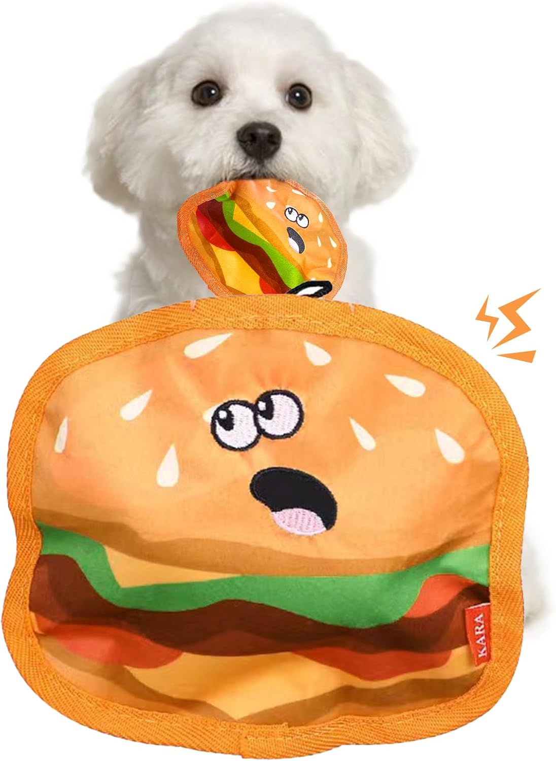 Crinkle Dog Toys Squeaky Dog Toys No Stuffing Dog Toys Durable Interactive Dog Chew Toys For Puppy Small Medium Large Dogs Hamburger — image 10