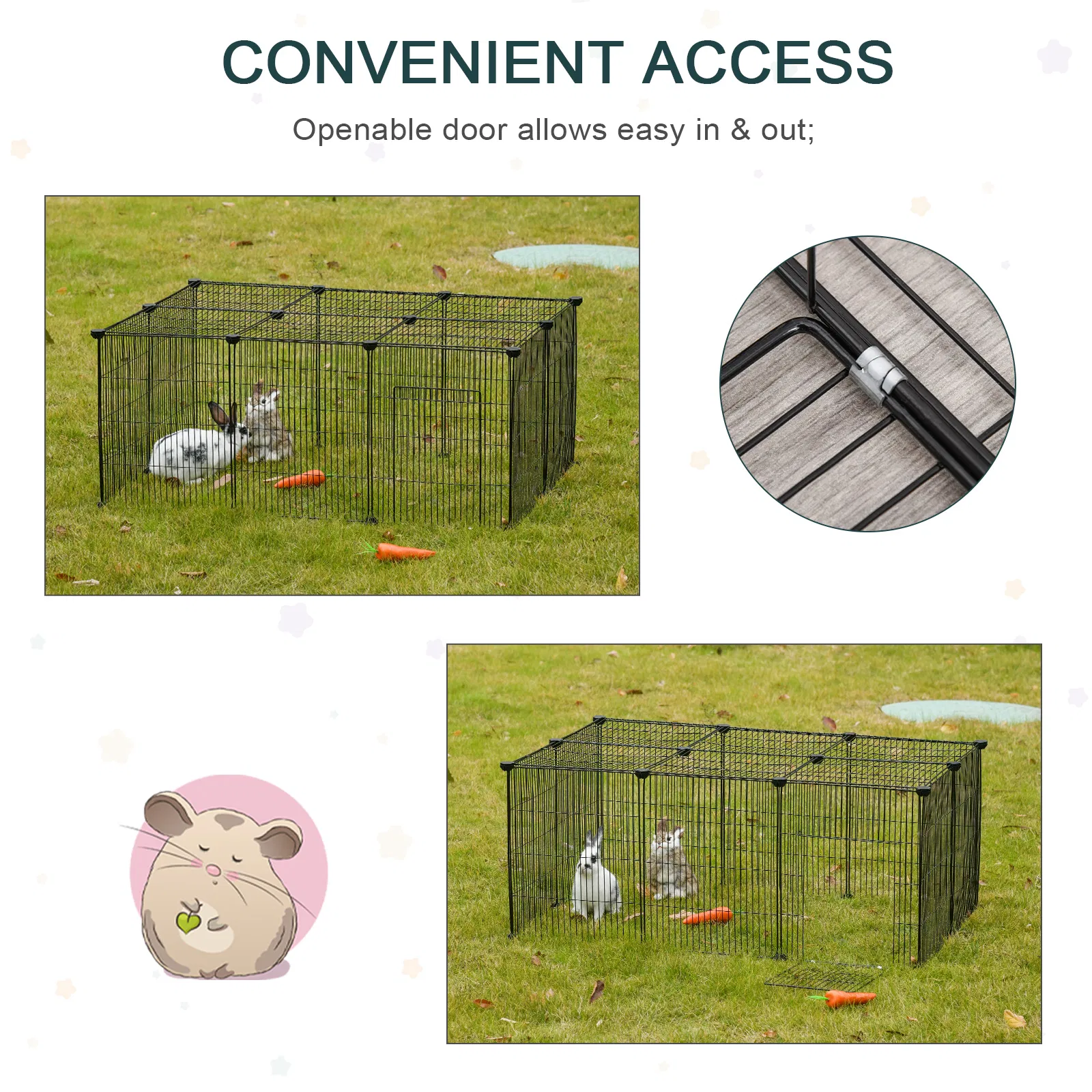 Small Animal Cage for Bunny, Guinea Pig, Chinchilla, Hedgehog, Portable Pet Enclosure with Door, 16 Panels — image 2