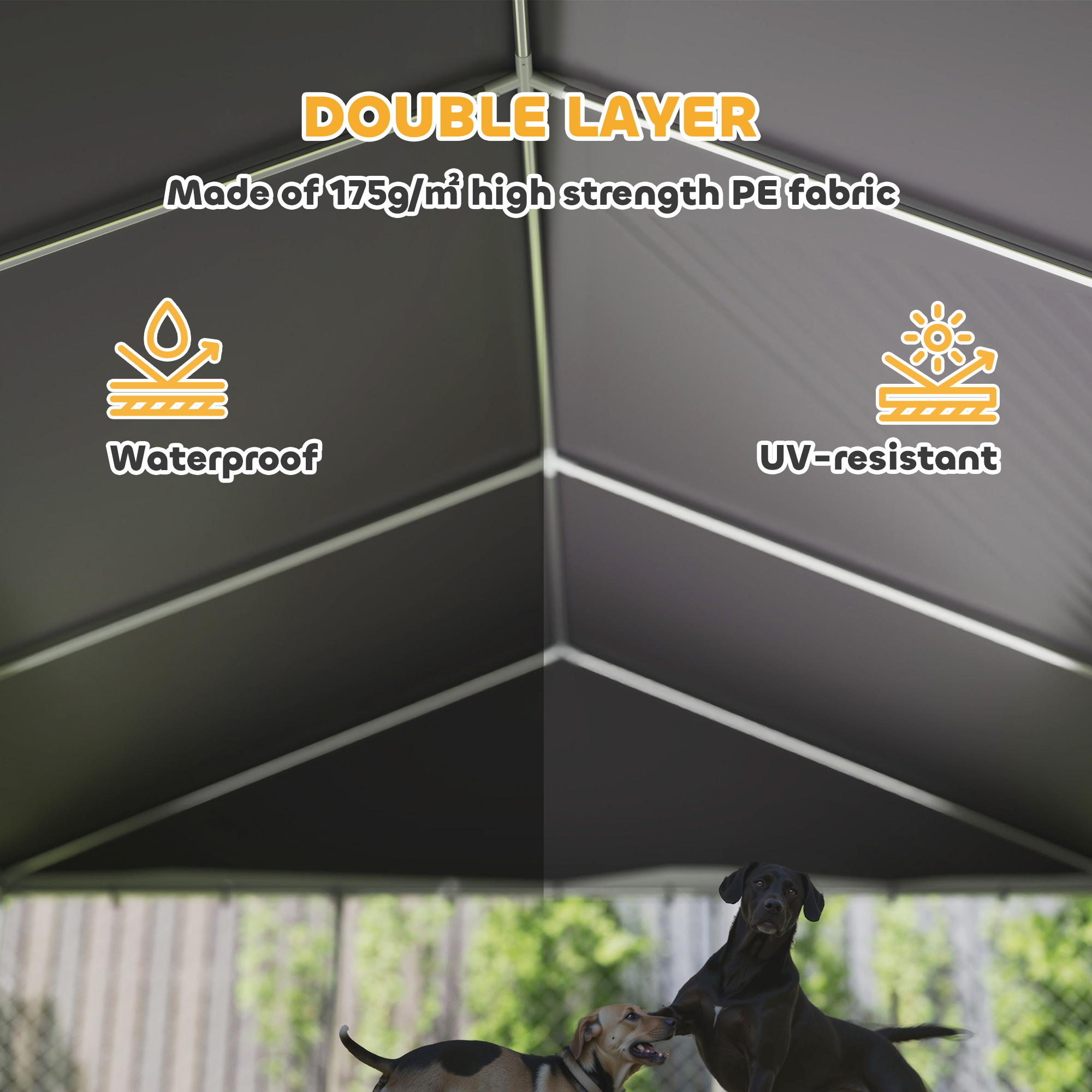Heavy Duty Outdoor Dog Kennel with Waterproof Roof, 2 Secure Latches, Chain Link Dog Run for Backyard, 20 x 15 x 8 — imagen 8
