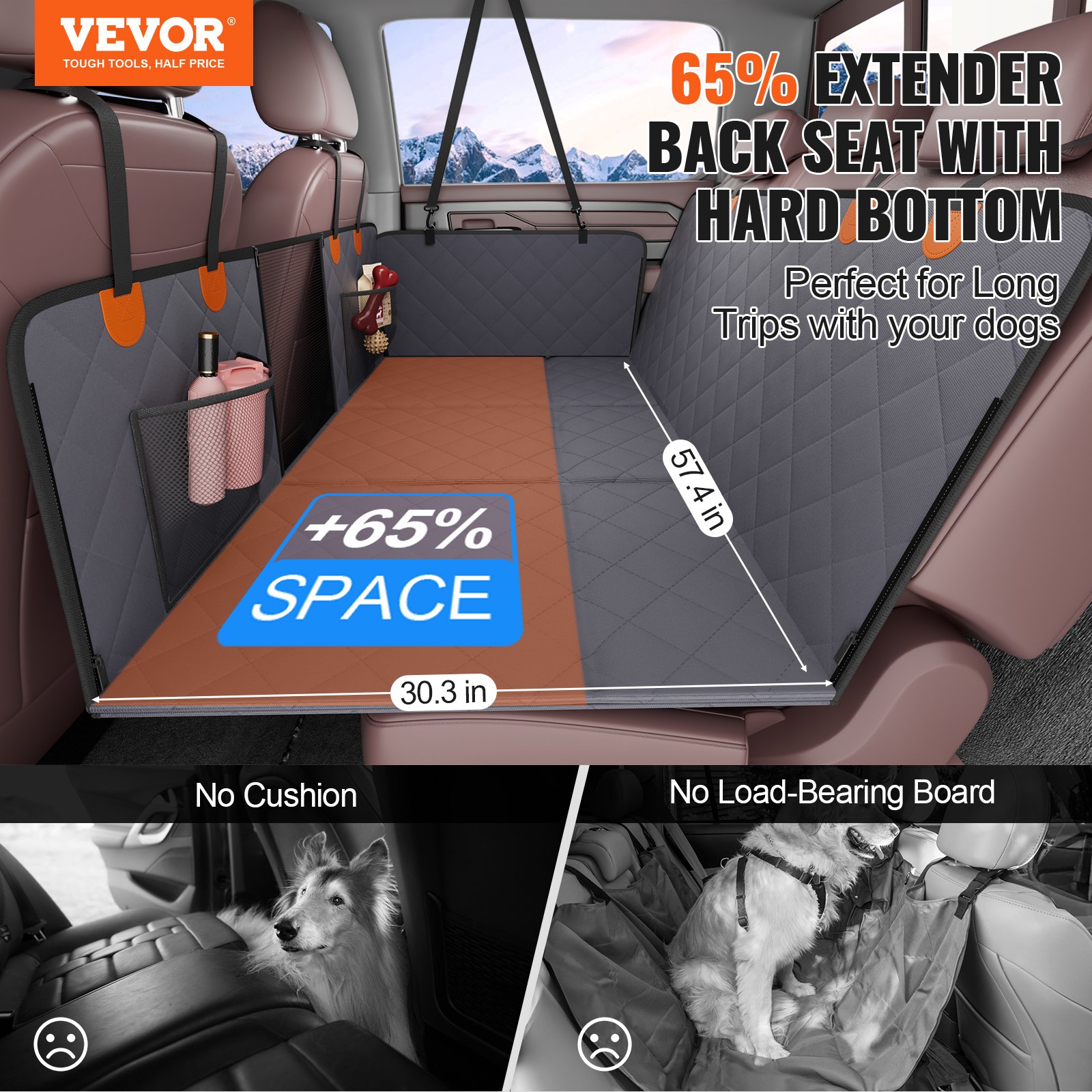 VEVOR 57.4 X 30.3 In Dog Car Seat Cover For Back Seat Waterproof 600D For Truck — imagen 1