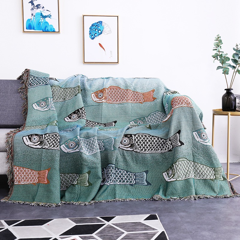 Modern minimalist koi patterned sofa blanket can be used as a soft carpet tablecloth decoration dust-proof — image 7