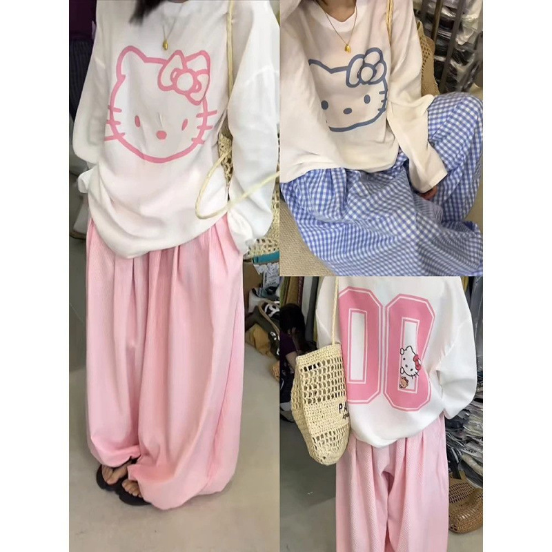Style Loose Fit Hello Kitty Print Long Sleeve Women's T-Shirt — image 5