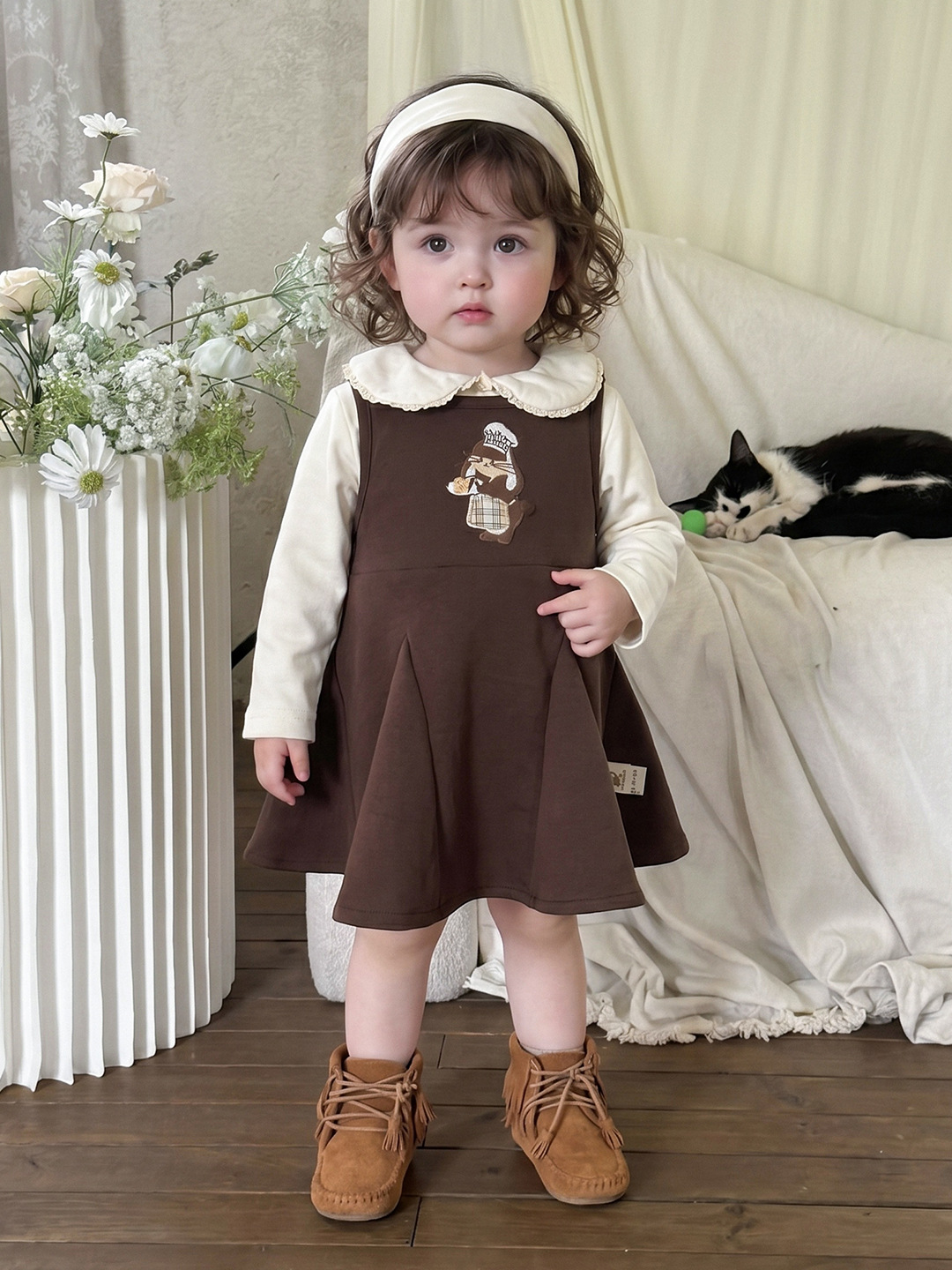 Set de Vestido con Brocado de Oso para Niñas, 2 Piezas — imagen 7