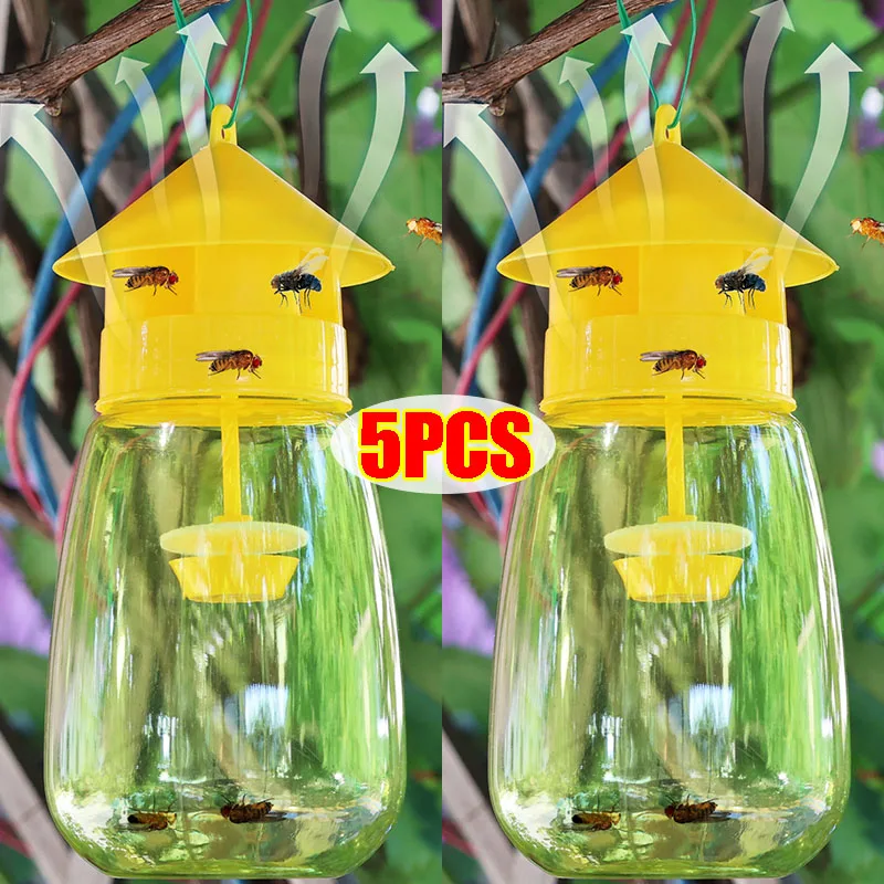 1-5x Fruit Fly Trap Reusable Plastic Insect Catcher Transparent Environmentally Anti Flies Home Garden Orchard Pest Control Tool
