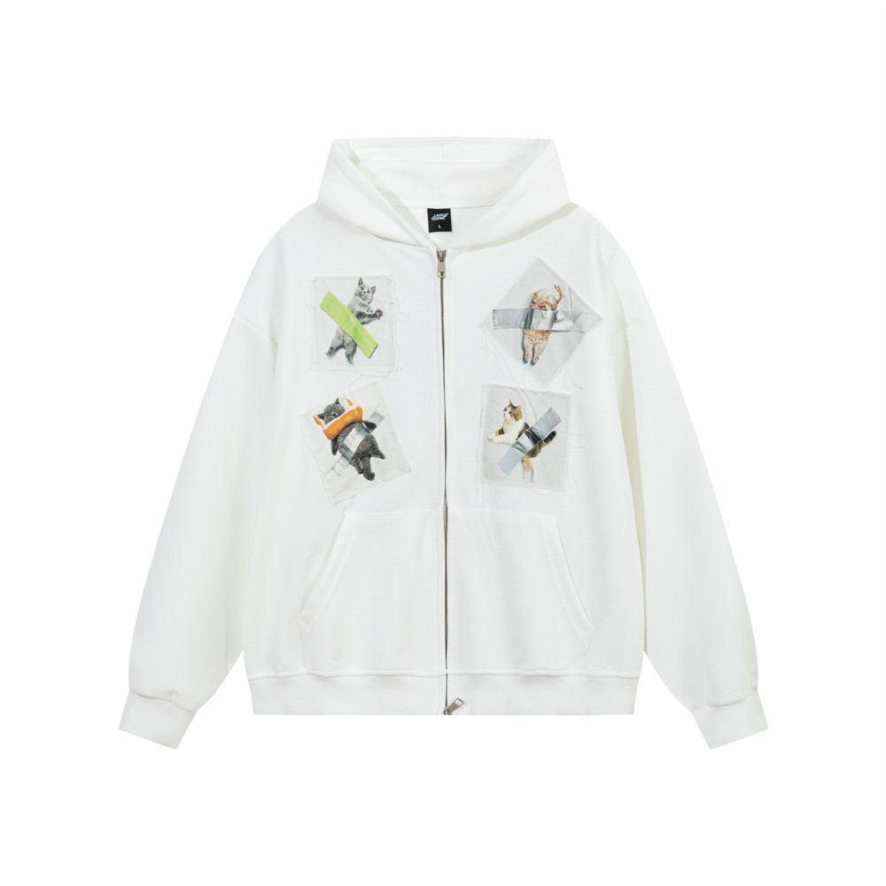 Color blocking adhesive cloth cat hooded sweatshirt — image 8
