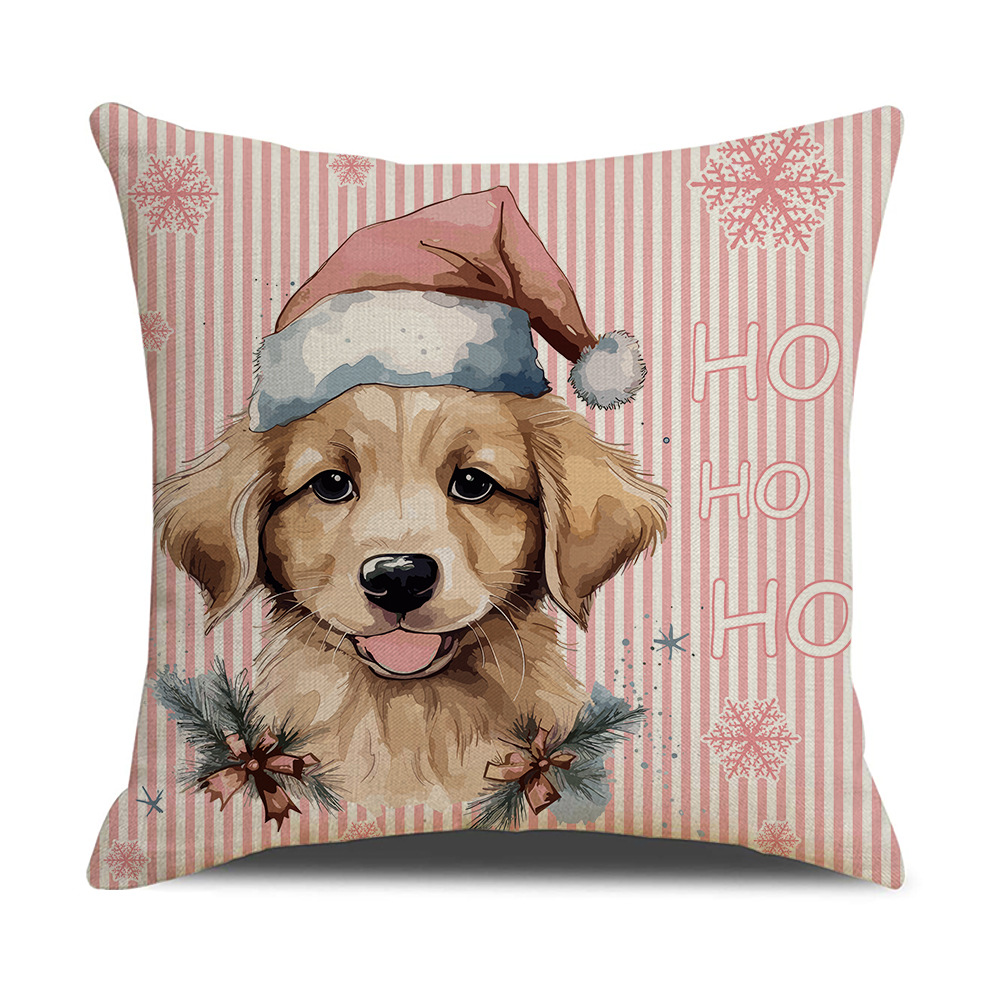 Pink Dog Christmas Snowman Pillow Cover Amazon Home Sofa Cushion Cover Holiday Pillow — image 3