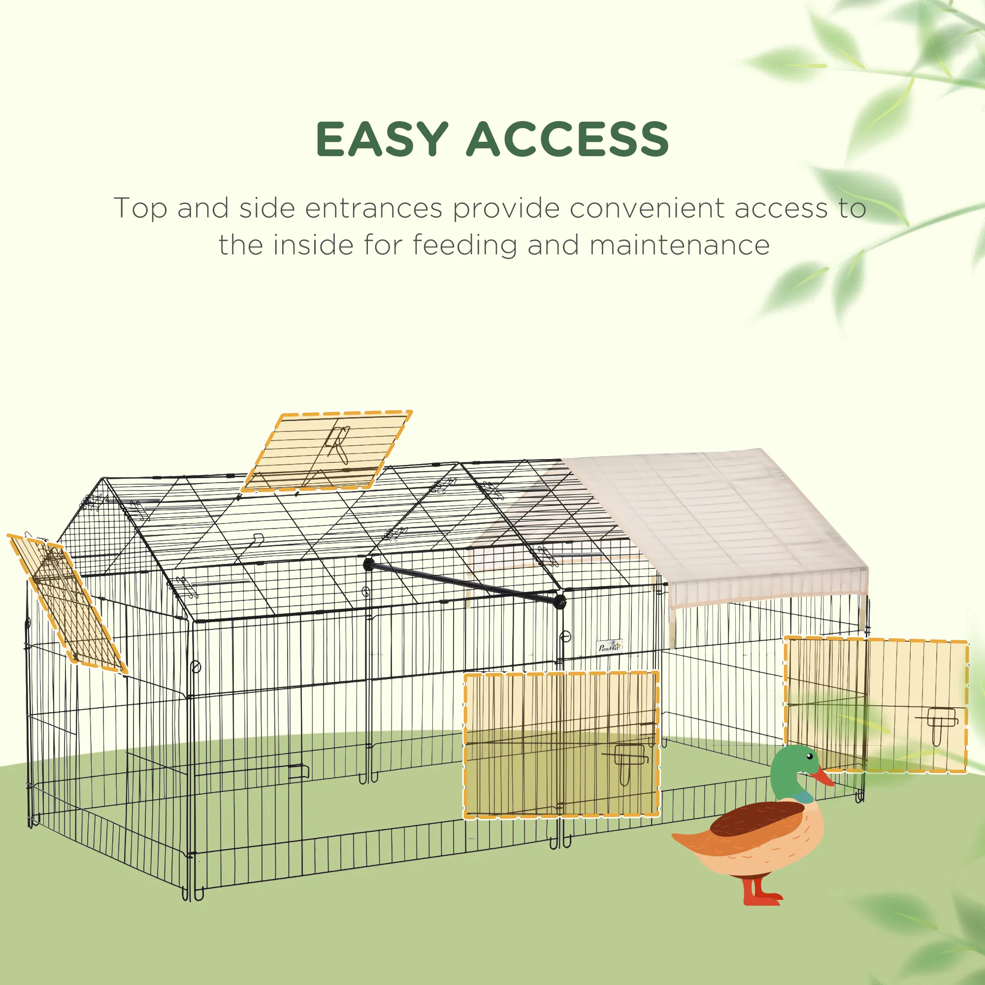 87x41x41-IN Catio Rabbit Guinea Pig Cage Chicken Coop Run, Small Animal Enclousure Outdoor Indoor with Cover and Multiple Doors, Beige — image 4