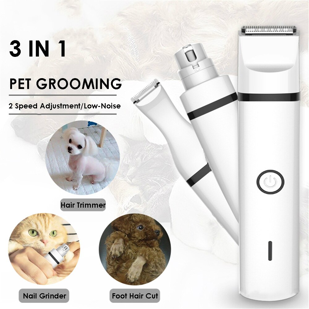 Máquina de Aseo para Mascotas 3 en 1, Cortapelos para Perros y Gatos, Lima de Uñas para Patas, Cortauñas, Máquina Cortapelos USB — imagen 1