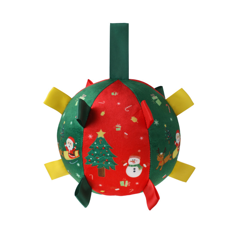 Christmas style dog toy ball outdoor sports ball self fun grinding plush ball small and medium-sized dog training pet toy — image 1