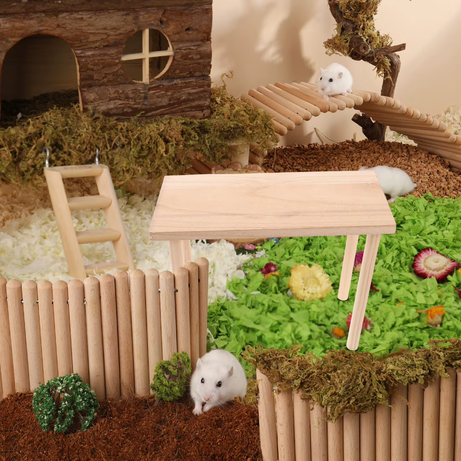 Hamster Platform Tall Wooden For Cage Small Animal Play Area Activity Center Rest Spot Climbing Board Pet Decor Cage — image 6