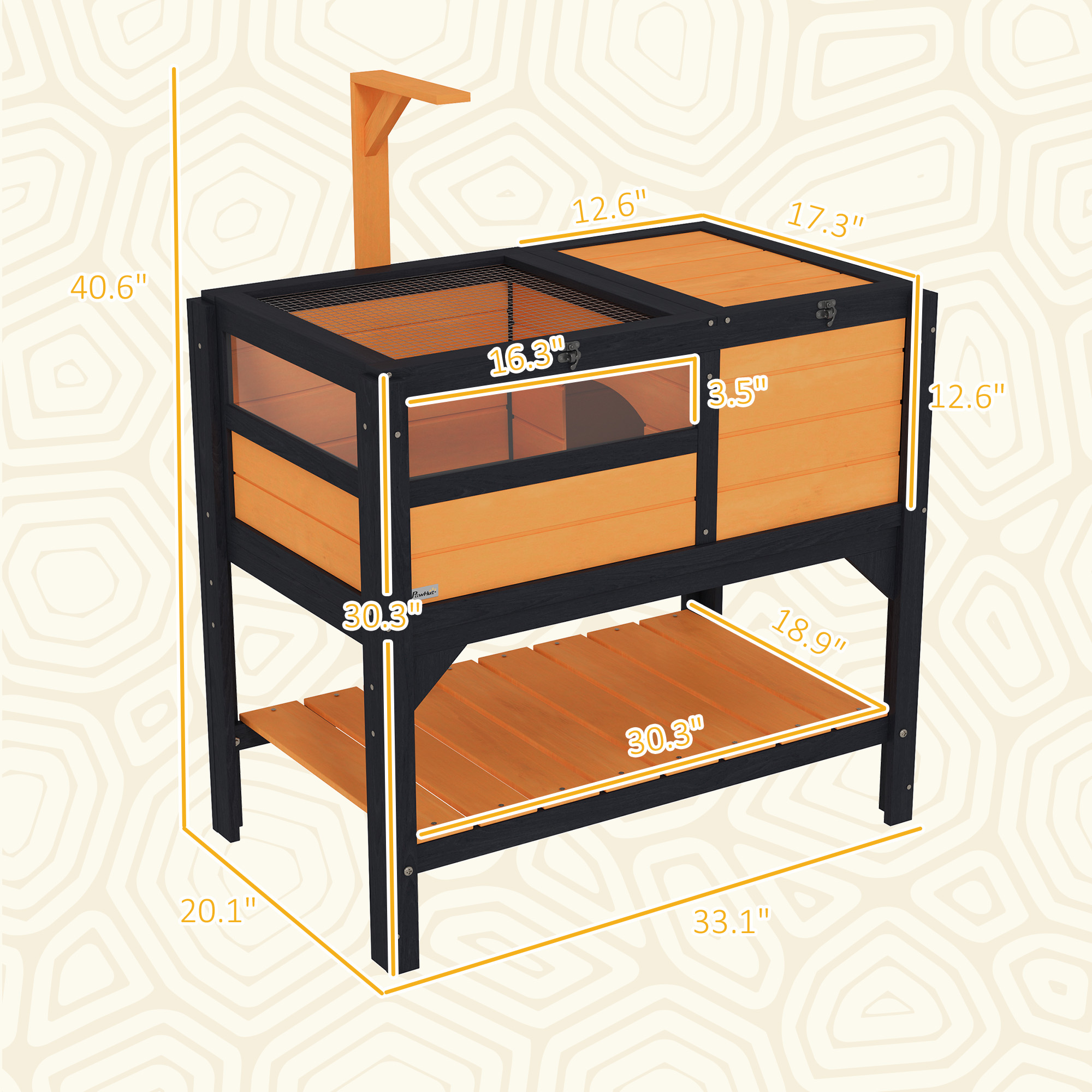 Tortoise Habitat With Shelf Storage Tortoise Gift Accessory With Weather Protection For Indoor, Yellow — imagen 2