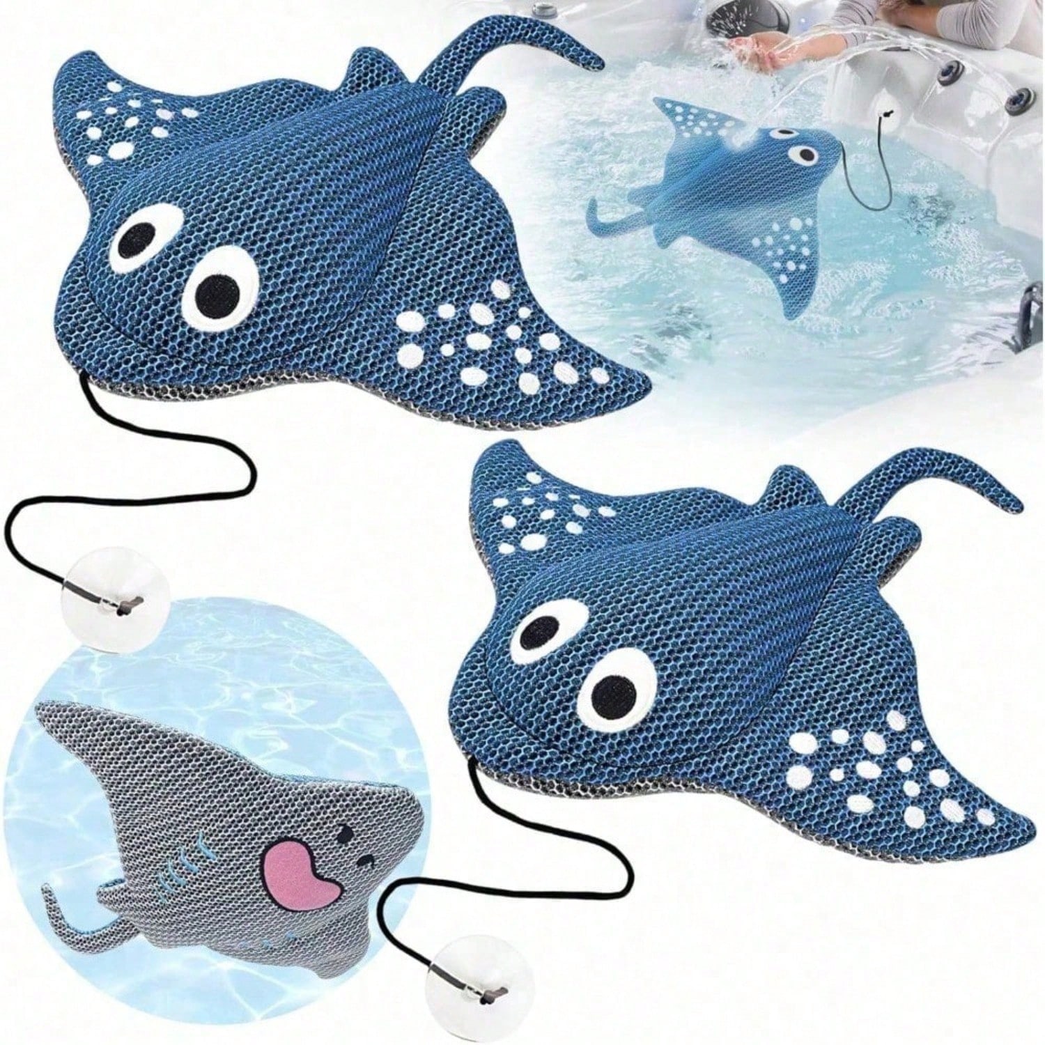 Diseño de Rayas y Tortugas Flotantes para Limpiar Escuma: Malla de Miel 3D Limpia y Reutilizable para Jacuzzis, Piscinas, Duchas y Bañeras — imagen 9