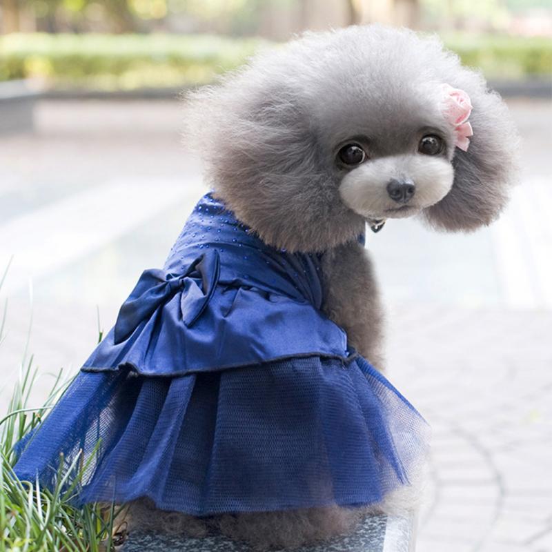 Pet Cat Dog Tutu Dress Rhinestone Bowknot Puppy Princess Dress Party Dog Dress Wedding Dress Pet Clothes — image 2