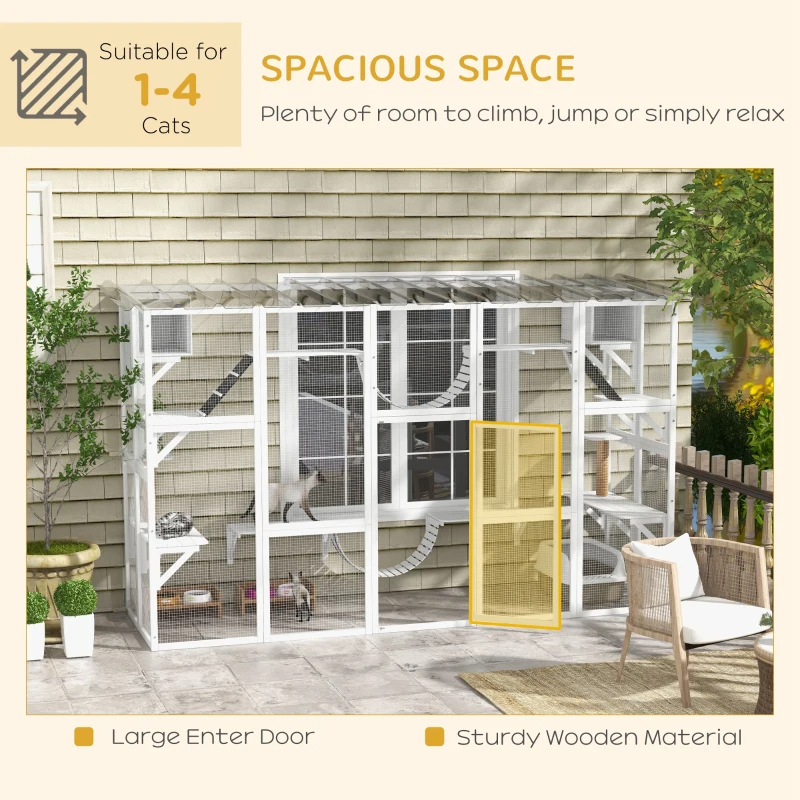 Cat Window Box, Large Catio With Shelves & Bridges, Outside Enclosure For Multiple Cats — imagen 2