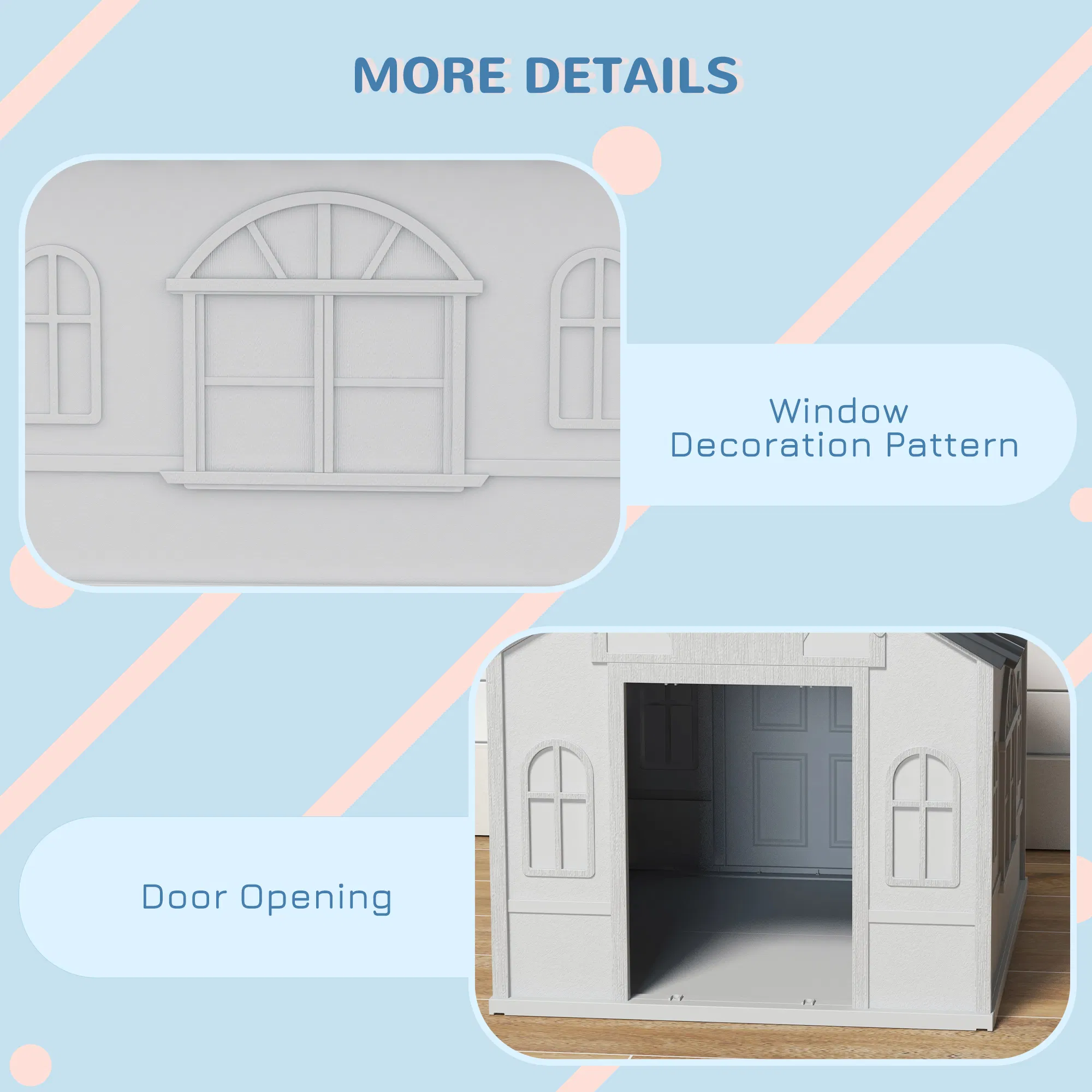 26" Plastic Dog House Outdoor with Air Vents, for Small Medium Dogs, Grey — image 5
