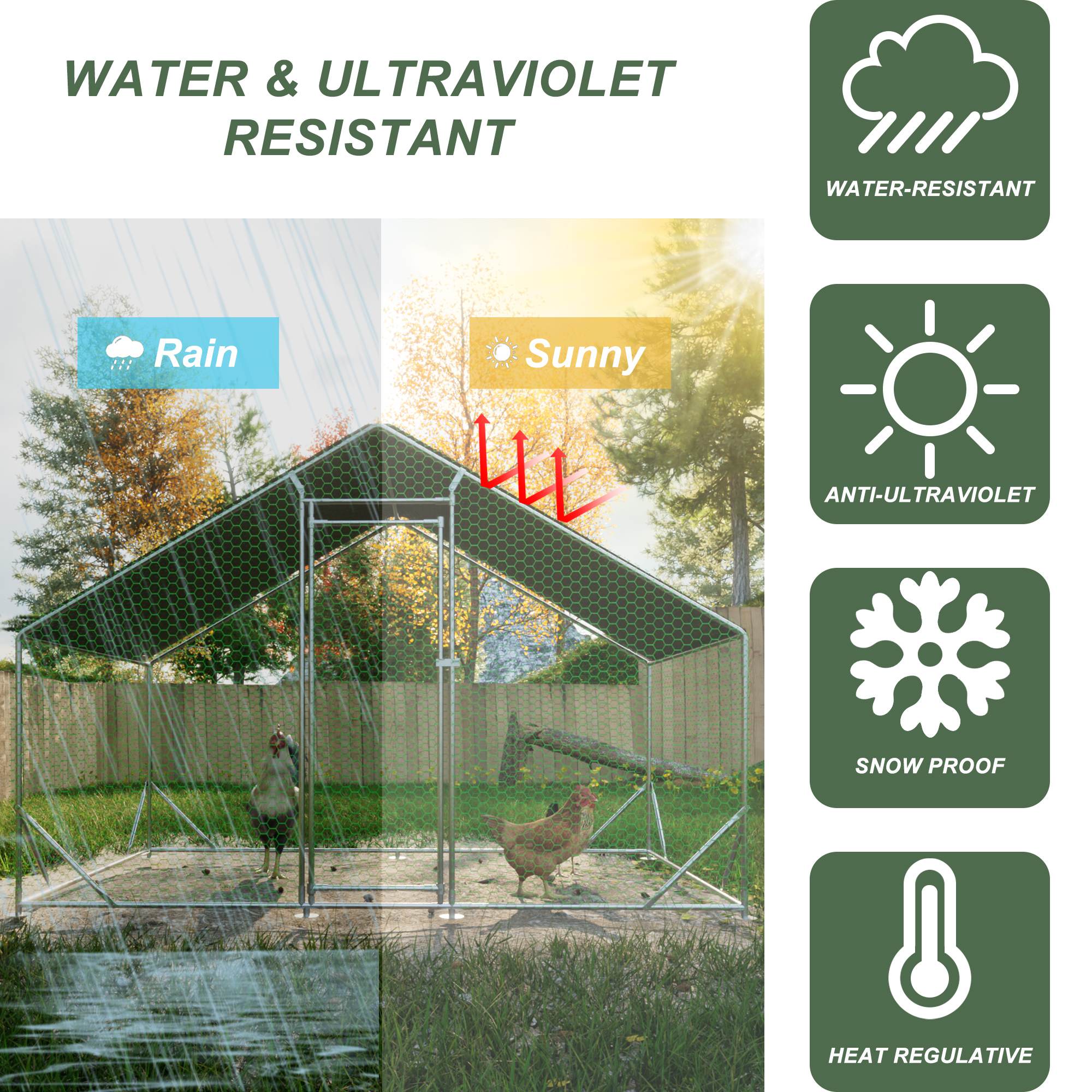 Large Metal Chicken Coop, Walk-in Chicken Run, Galvanized Wire Poultry Chicken Hen Pen Cage, Rabbits Duck Cages With Waterproof And Anti-Ultraviolet Cover For Outside — image 3