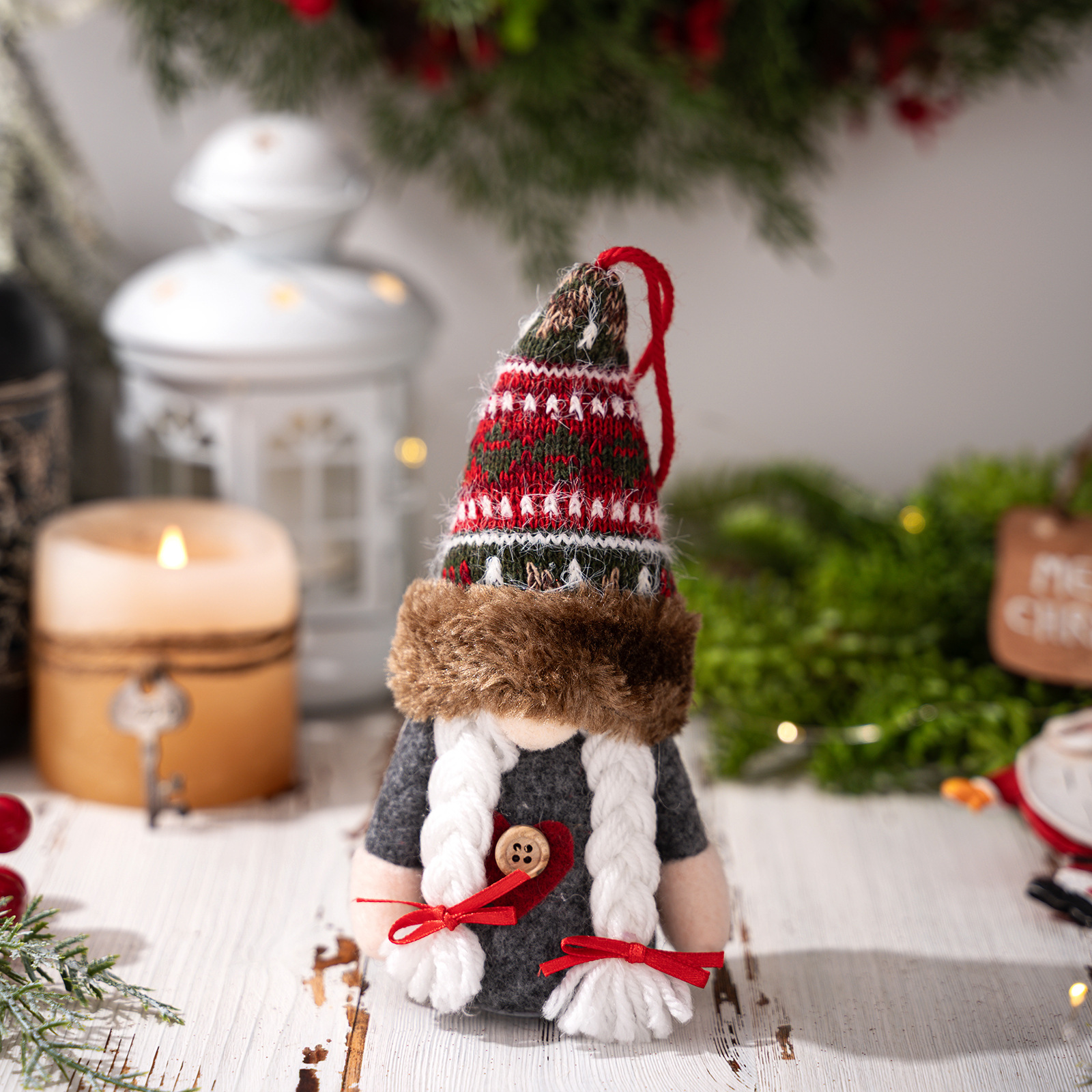 Christmas Decoration Rudolph Reindeer Ornament with Lights, Cartoon Elf LED Figure for Holiday Decor — image 8