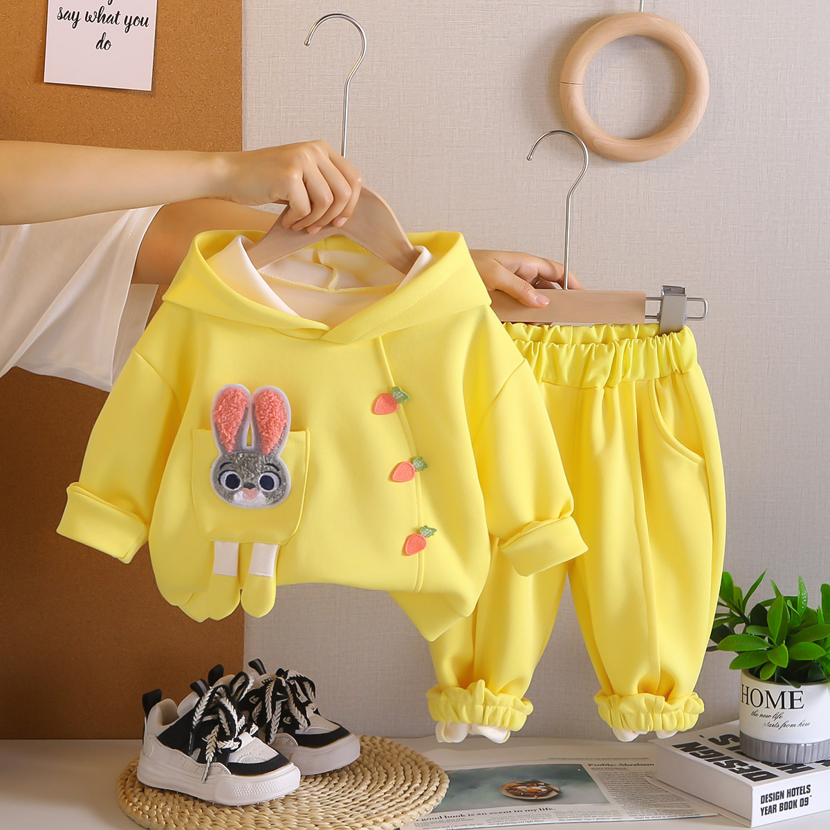 Girls Rabbit Patch Hoodie Two-Piece Set Spring Autumn 0-4 Years Old — image 4