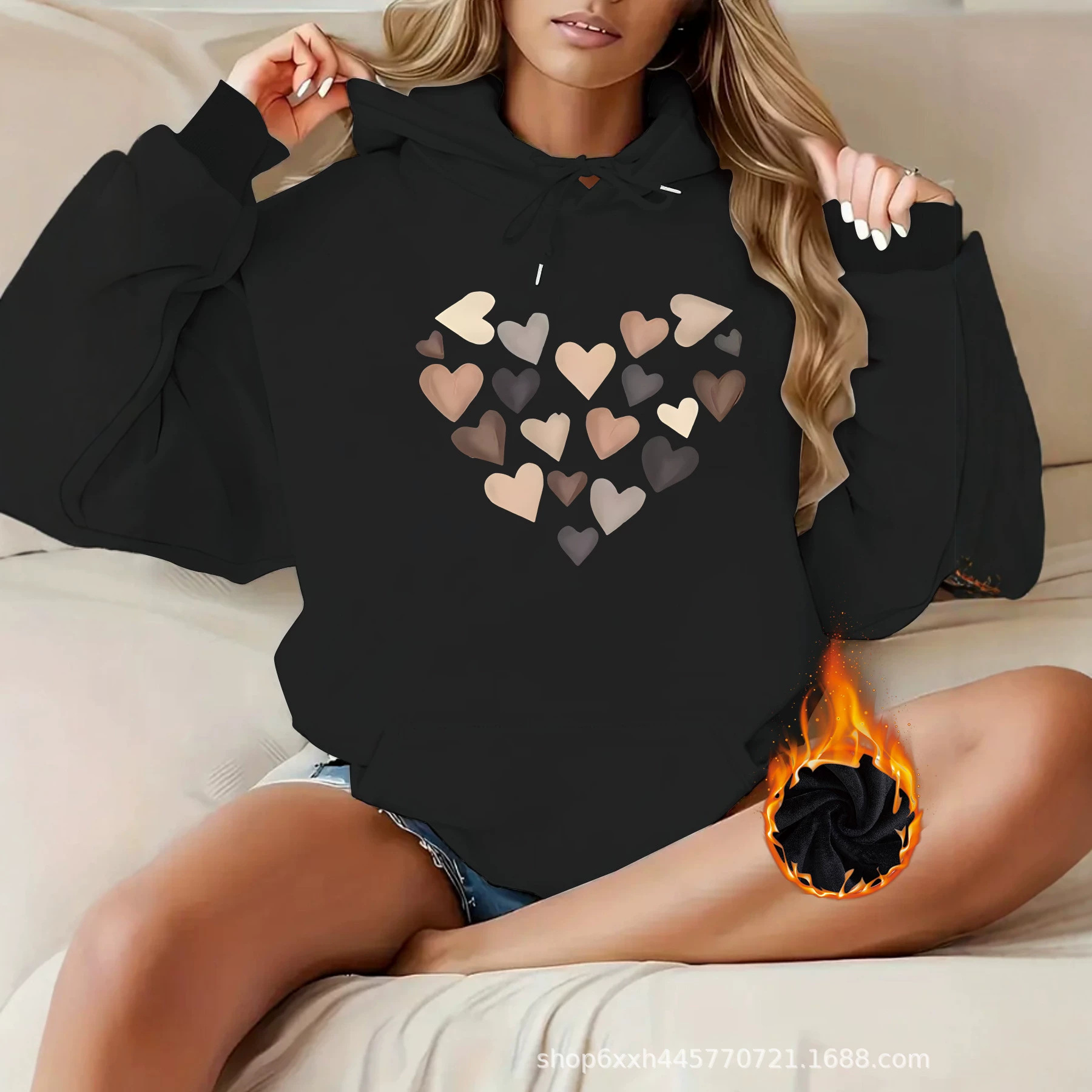 Kangaroo pocket hooded long sleeved sweatshirt — image 5