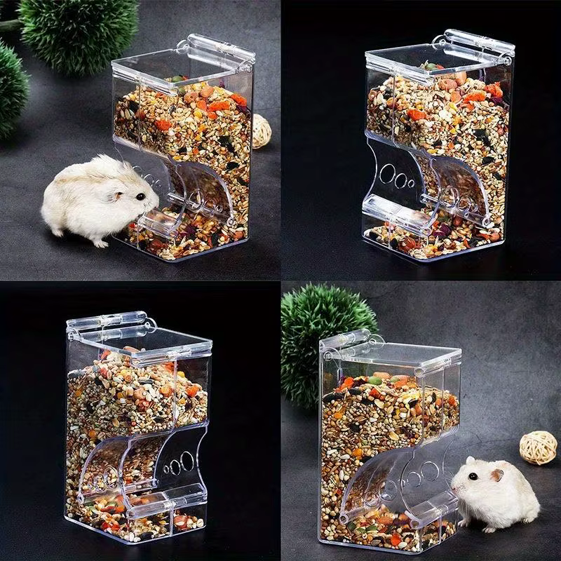 Alimentador Automático Transparente para Hamsters y Conejos de Alimento Plástico Contenedor Dispensador — imagen 2