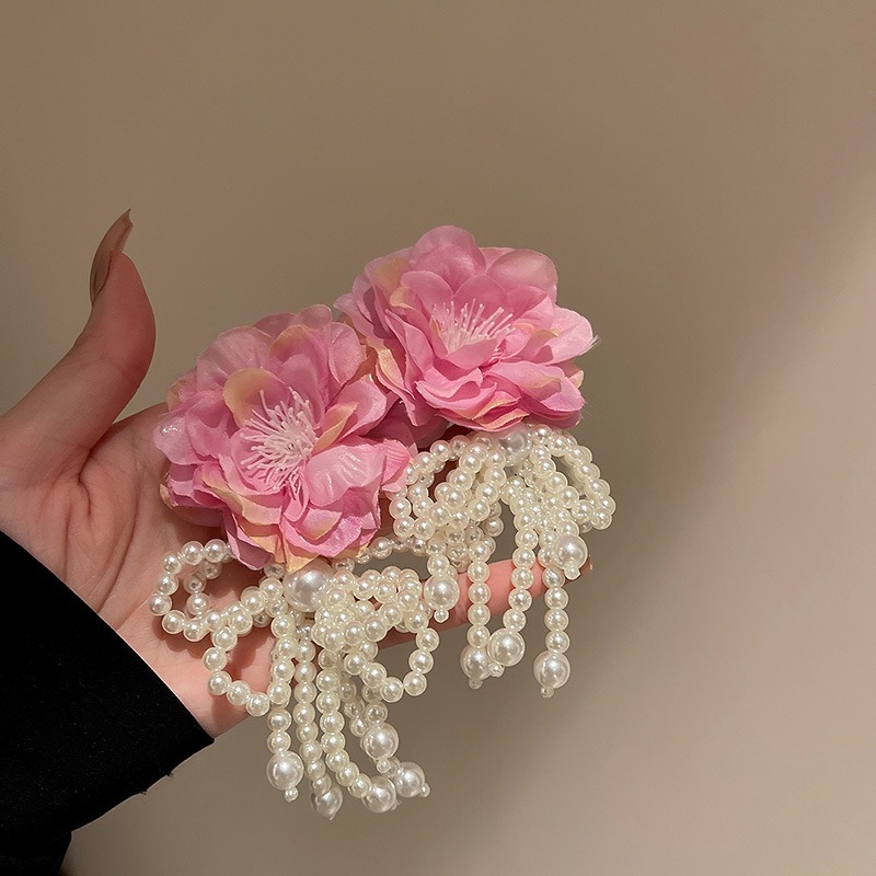 Silver Needle Flower Phalaenopsis Pearl Butterfly Knot Tassel Earrings Long Bohemian Earrings — image 2