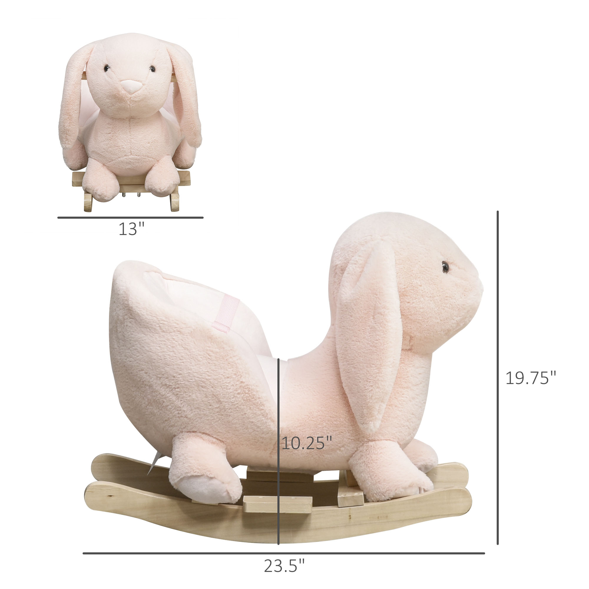 Rabbit Wooden Rocking Horse With Sound, Pink — imagen 3