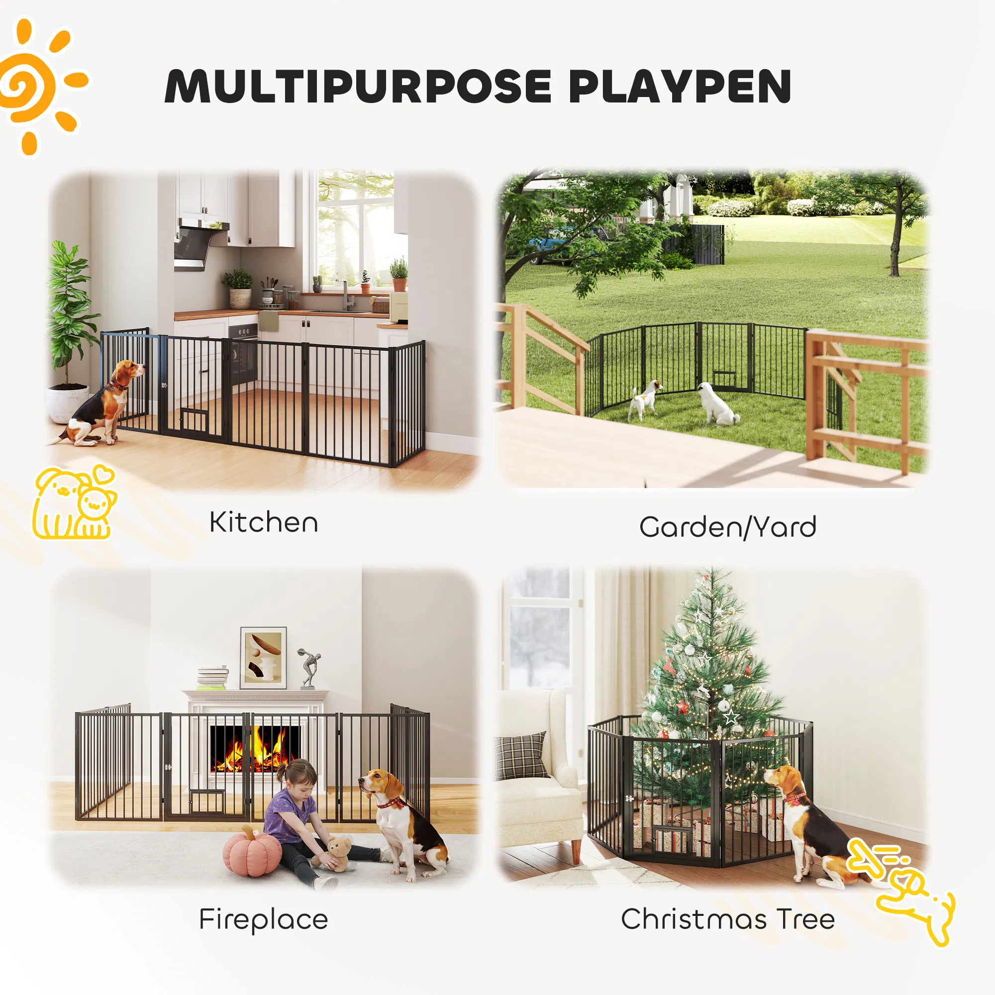8 Panels Dog Playpen, Foldable Portable Pet Playpen with Door, for Small & Medium Dogs, 30"H — image 5