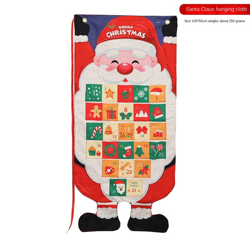 Christmas Printed Santa Claus Reindeer Decorative Hanging Cloth Window Display Scene Decoration — image 7