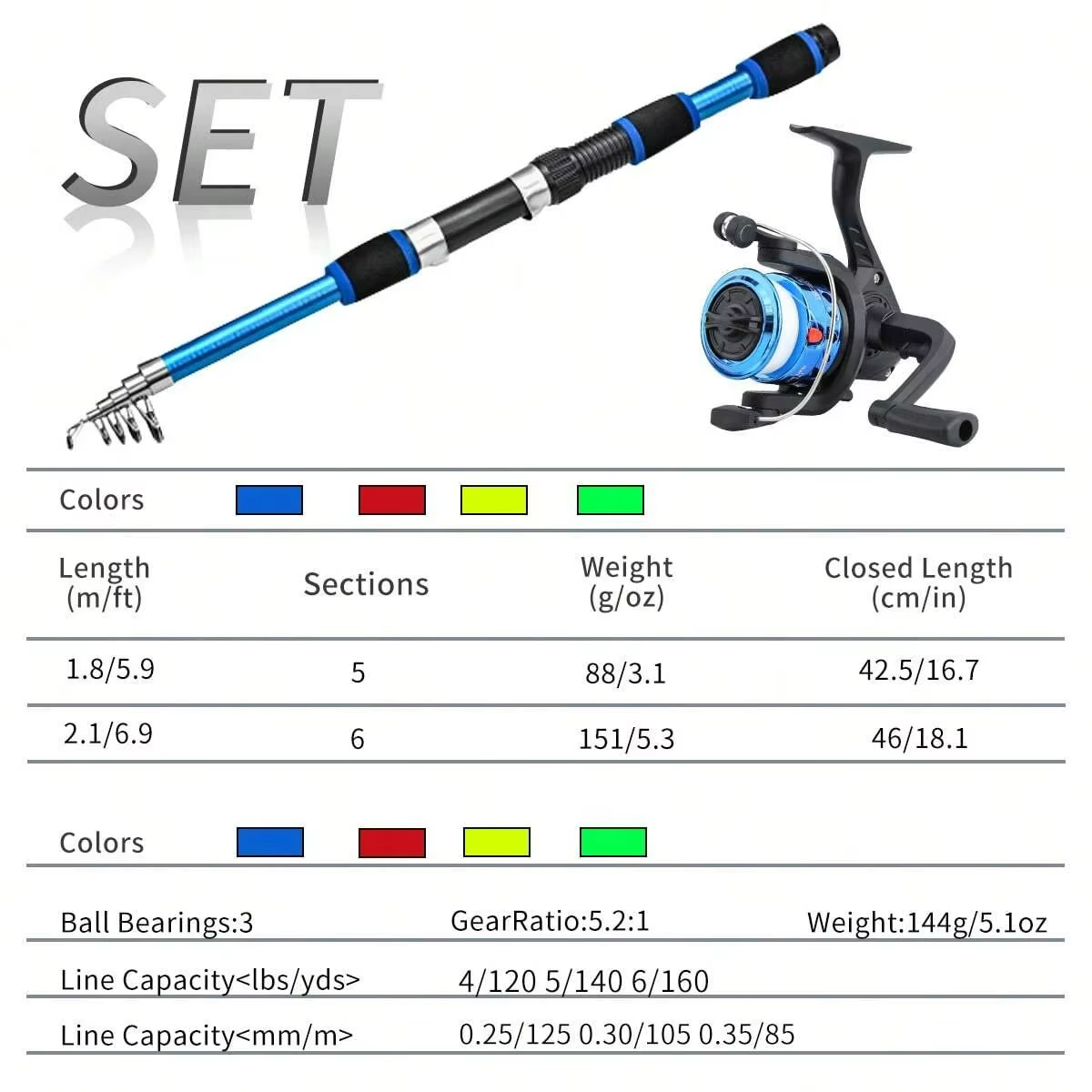 Beginner Fishing Rod Reel Combo Telescopic Spinning Fishing Pole Portable Starter Kit for Outdoor Freshwater Saltwater Fishing — image 2
