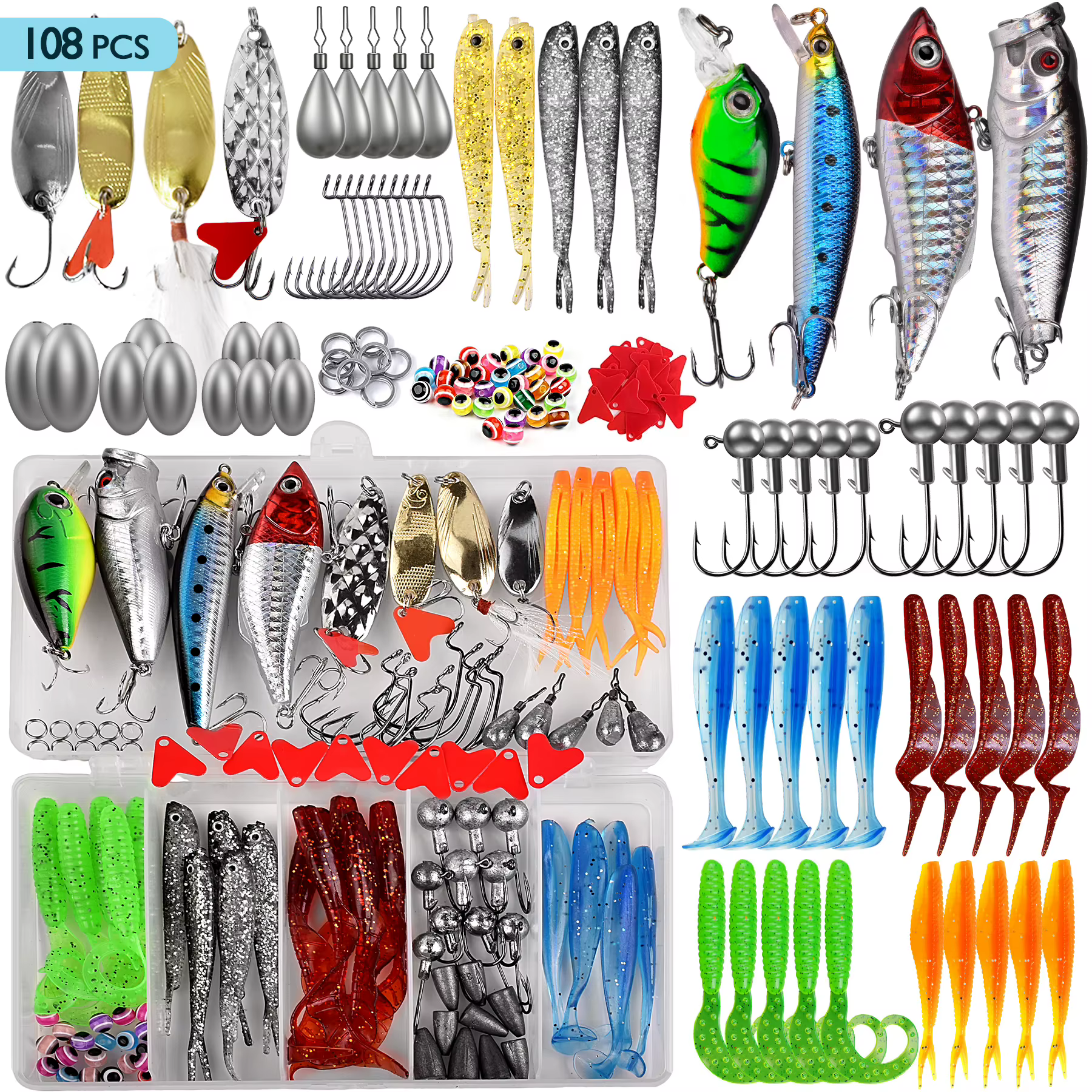 Fishing Lures Kit Included, Crankbaits, Spoon, Hooks, Weights & Other Accessories, Fishing Bait Lure Gear Kit Gift for Men Bass — image 4