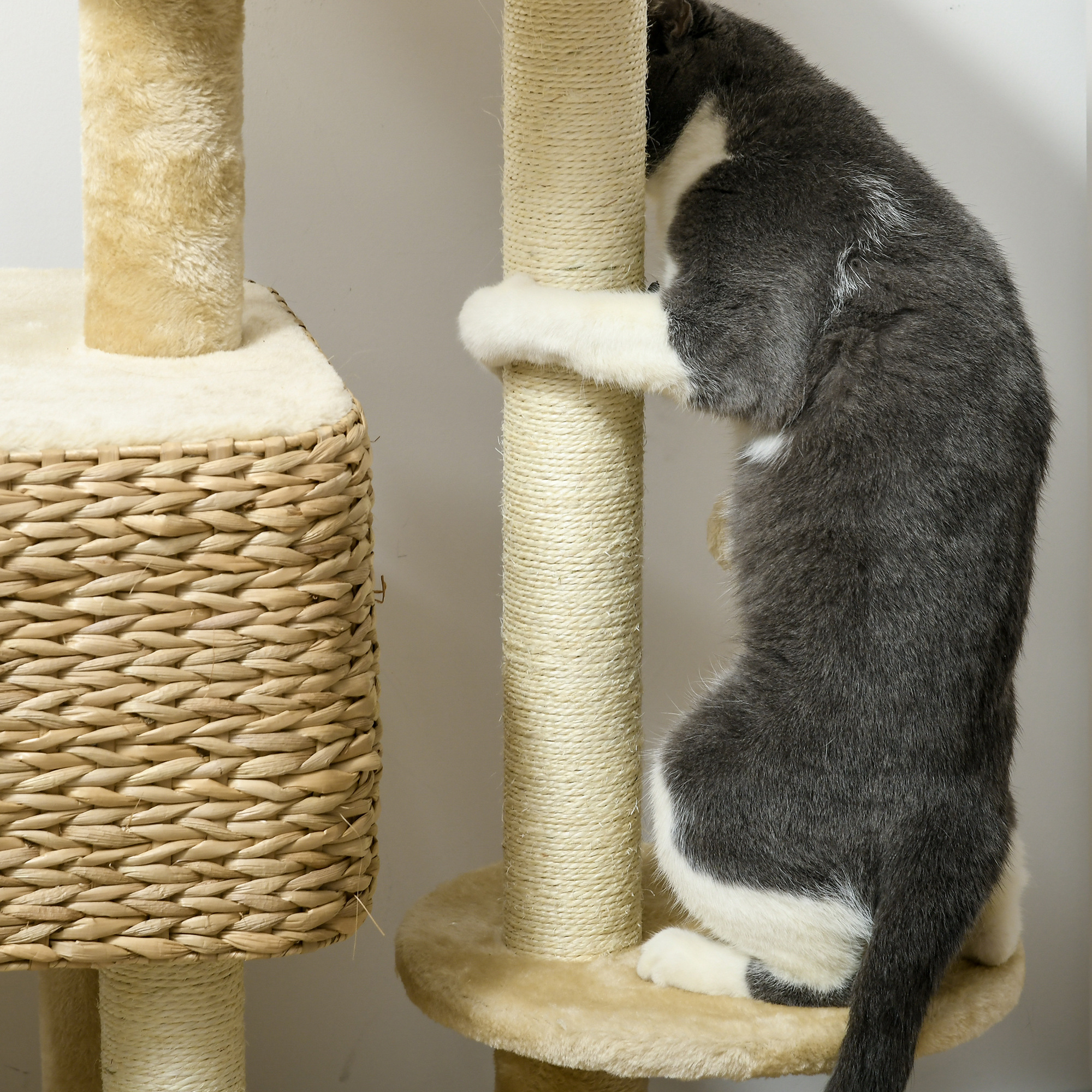 Árbol para Gatos de Interior con Postes de Rastrillado, Torre para Conejos, Beige — imagen 7