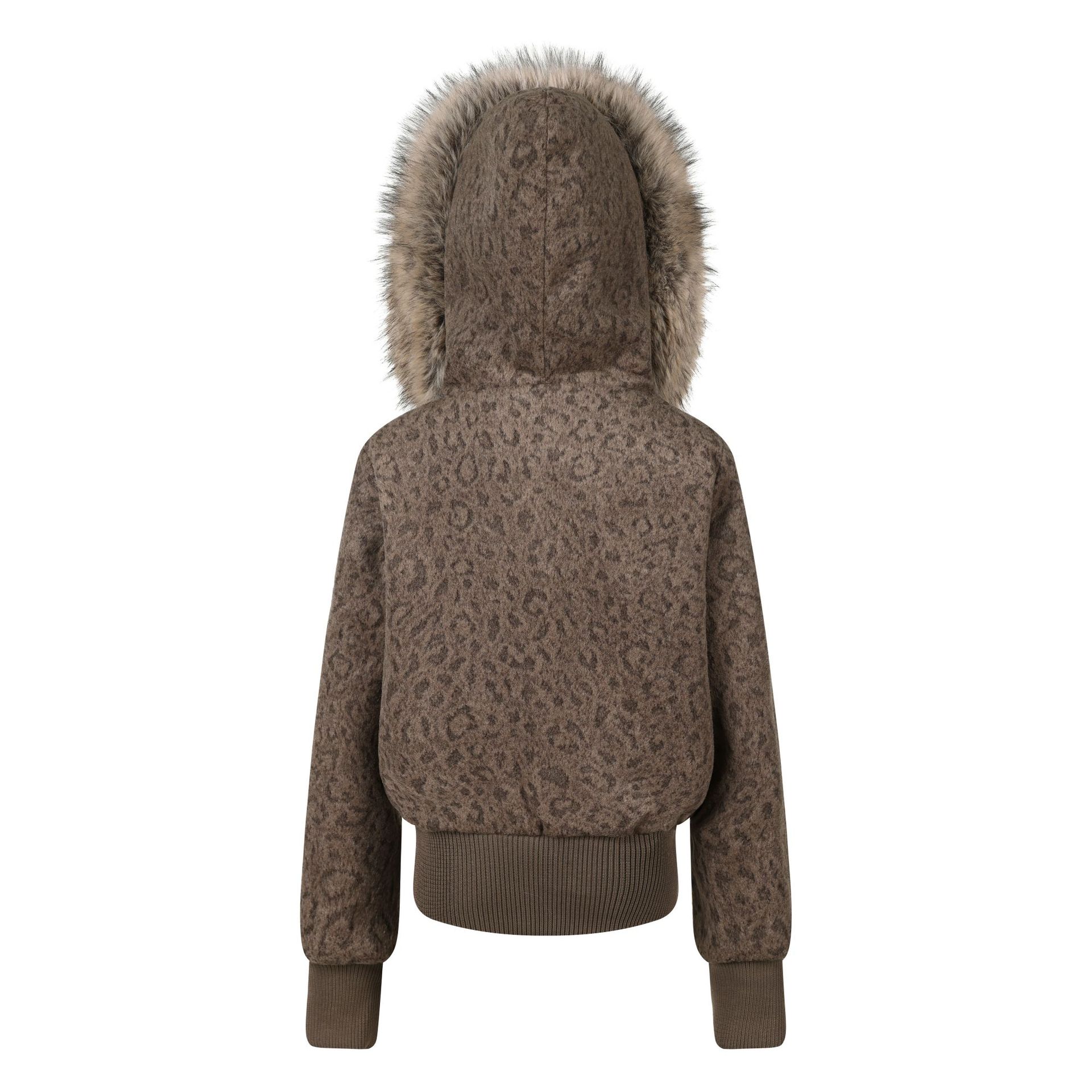 Leopard Print Long Sleeve Zipper Hooded Jacket for Women — image 4