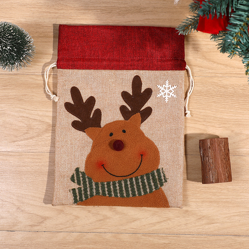 Christmas Snowman Drawstring Bag, Deer Candy Packaging Bag, Christmas Pendant Size, Gift Bag — image 9