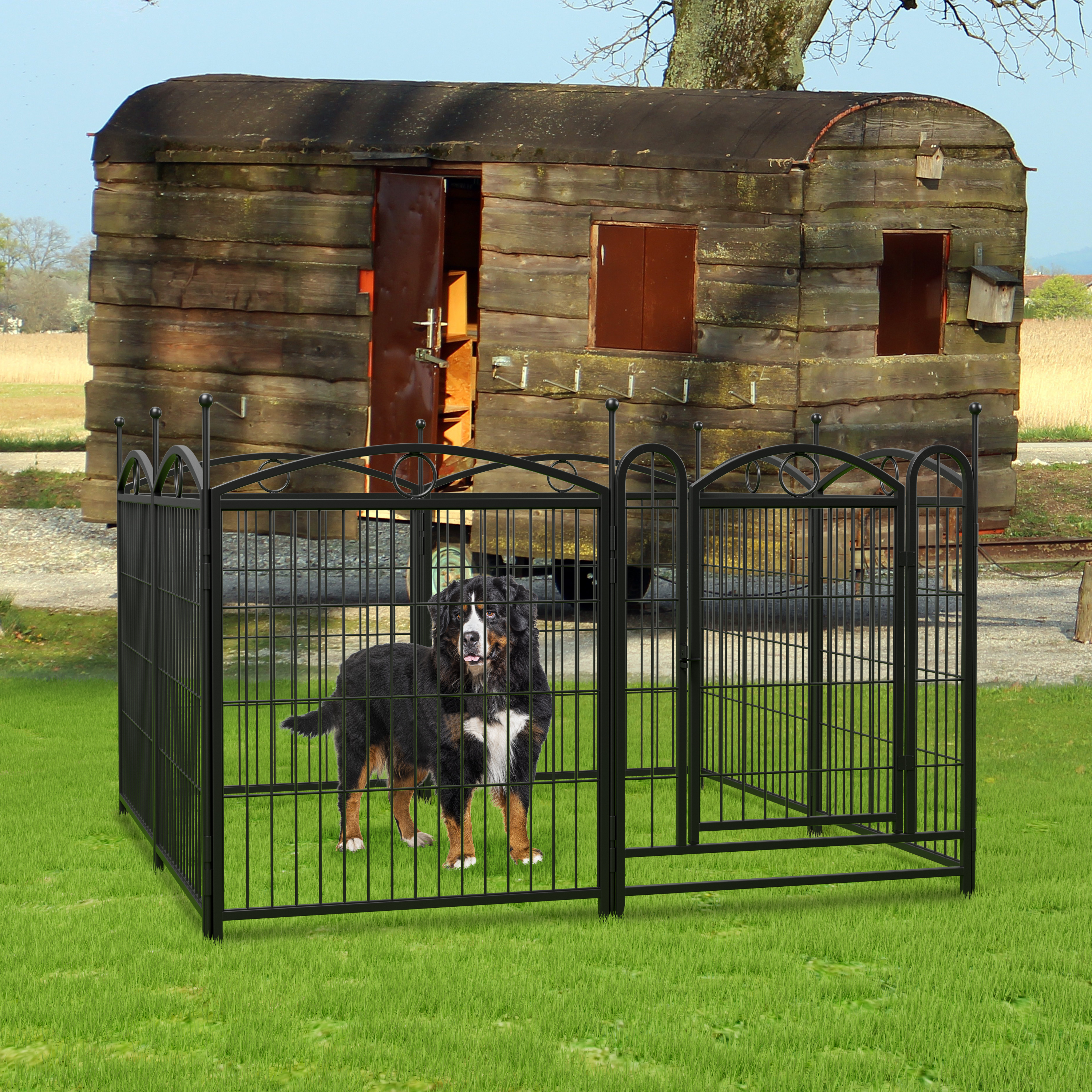 Dog Playpen Indoor 32 inch 8 Panels Metal Dog Pen Pet Dog Fence Outdoor Exercise Pen with Doors, Heavy Duty Dog Fence Puppy Pen for Large Medium Small Dogs Indoor Outdoor Foldable Pet Exercise Pen — image 11