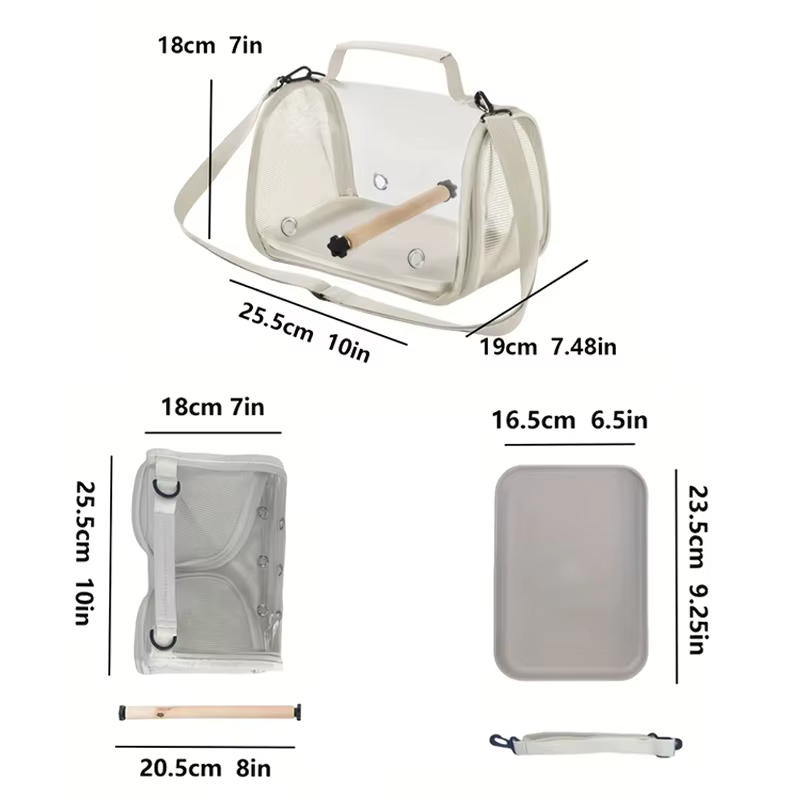 Mochila Portátil para Aves con Soporte y Cuerdas Removibles Diseño Respiratorio Ideada para Pequeños Animales y Pájaros Canarios, Loros, Hamsters — imagen 3