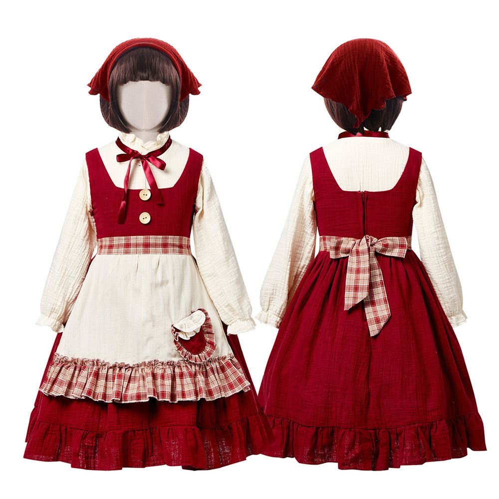 Children's Little Match Girl Costume Farm Maid Lolita Cosplay Dress — image 5