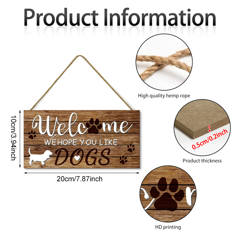 Pet Dog Wooden Wall Plaque Hanging Decor Dog Paw Dog House Sign Wooden Craft Wall Decoration — image 8