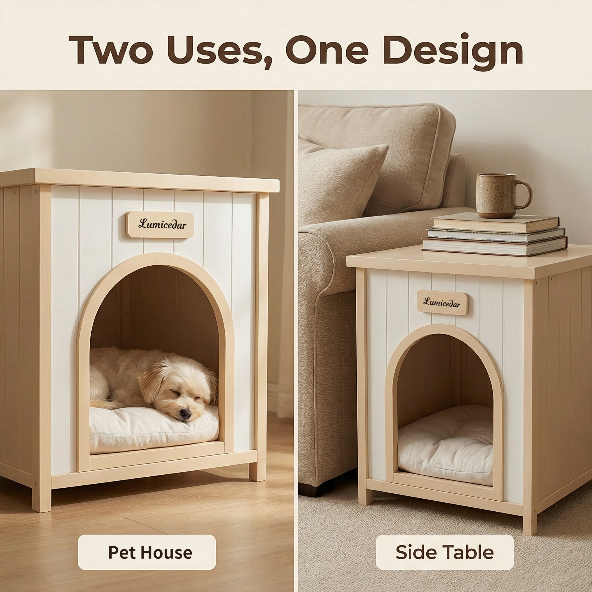 Modern Indoor Wooden Dog House with Removable Cushion – Solid Cedar Pet House for Small Dogs & Cats, Furniture-Grade Scandinavian Design — image 17