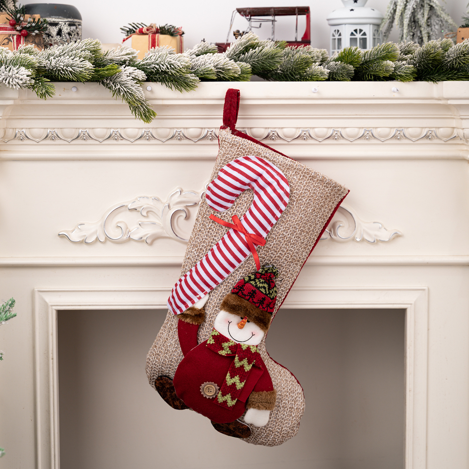 Christmas Decorations Christmas Stocking Santa Snowman Reindeer Hanging Ornament Home Fireplace Decoration — image 8