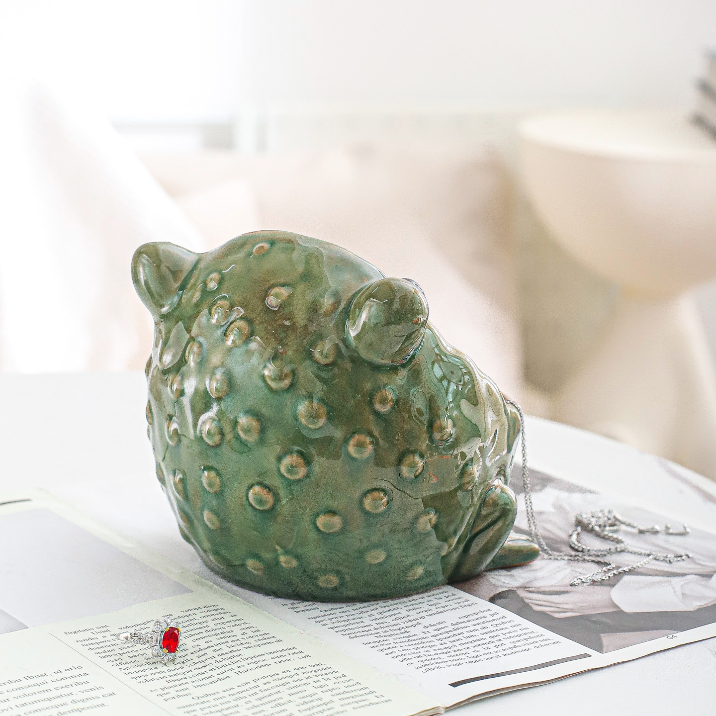 Frog Storage Ornament Jewelry Box Ashtray Ceramic INS Style Creative Decoration for Living Room Home Decor — image 5