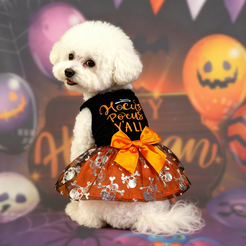 Pet Clothes Halloween Dog Cat Party Decoration Halloween Skull Black — image 4