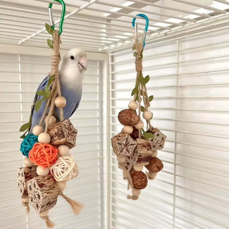 Bird Toys Colorful Hanging Chew Parrot Toys Parakeet Puzzle Training Relief Bite String Cage Decorative Bird Accessories — image 4