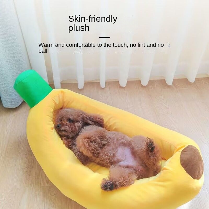 Comfortable All-Season Non-Slip Durable Pet Banana Bed Dog Bed Cat Bed Thick Warm PP Cotton Cat Dog Mat for Sale — image 4