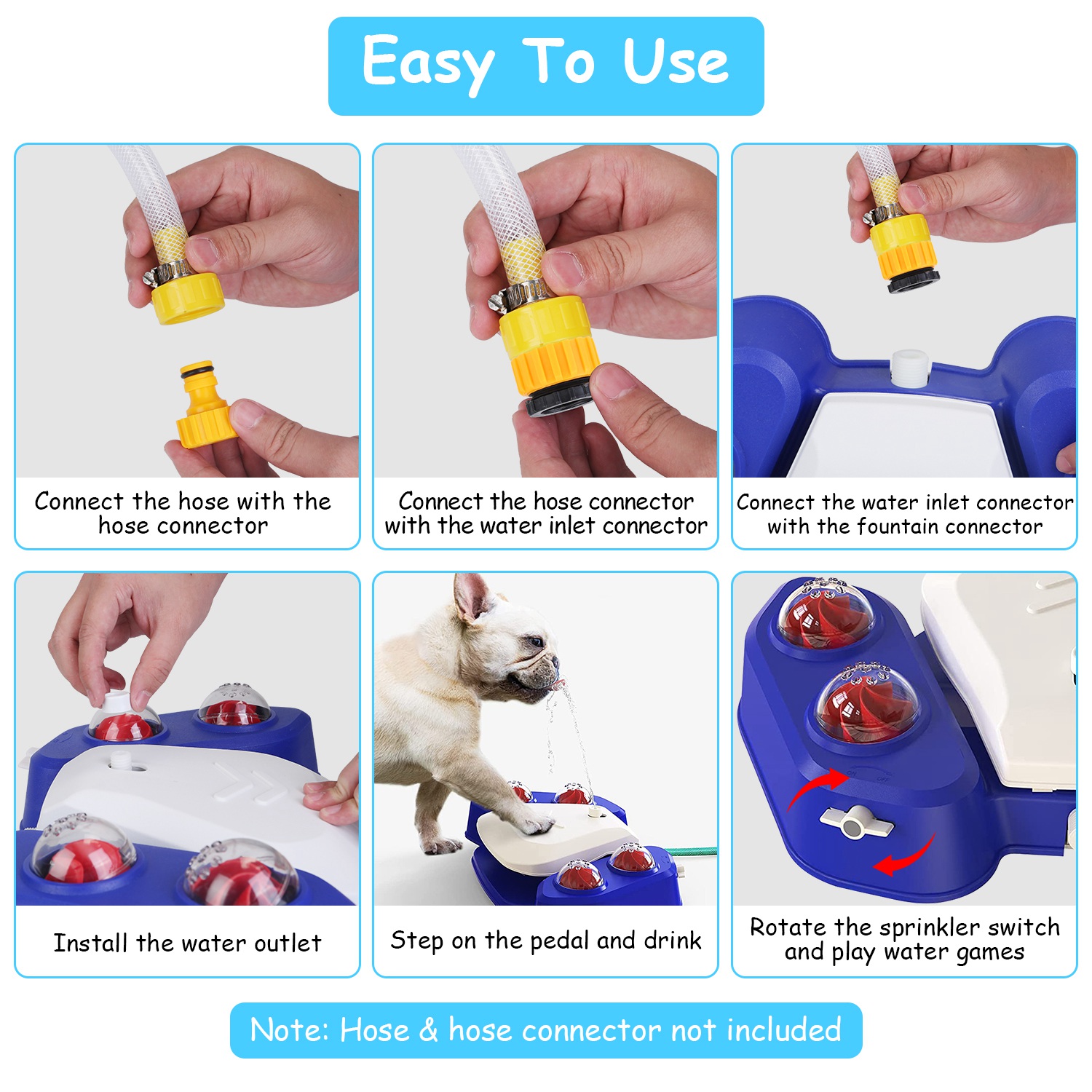 Blue-Yellow Color Options - 1Pc Dog Water Fountain Multifunctional Automatic Pet Water Dispenser Outdoor Step-on Activated Sprinkler For Drinking Shower Fun — image 2