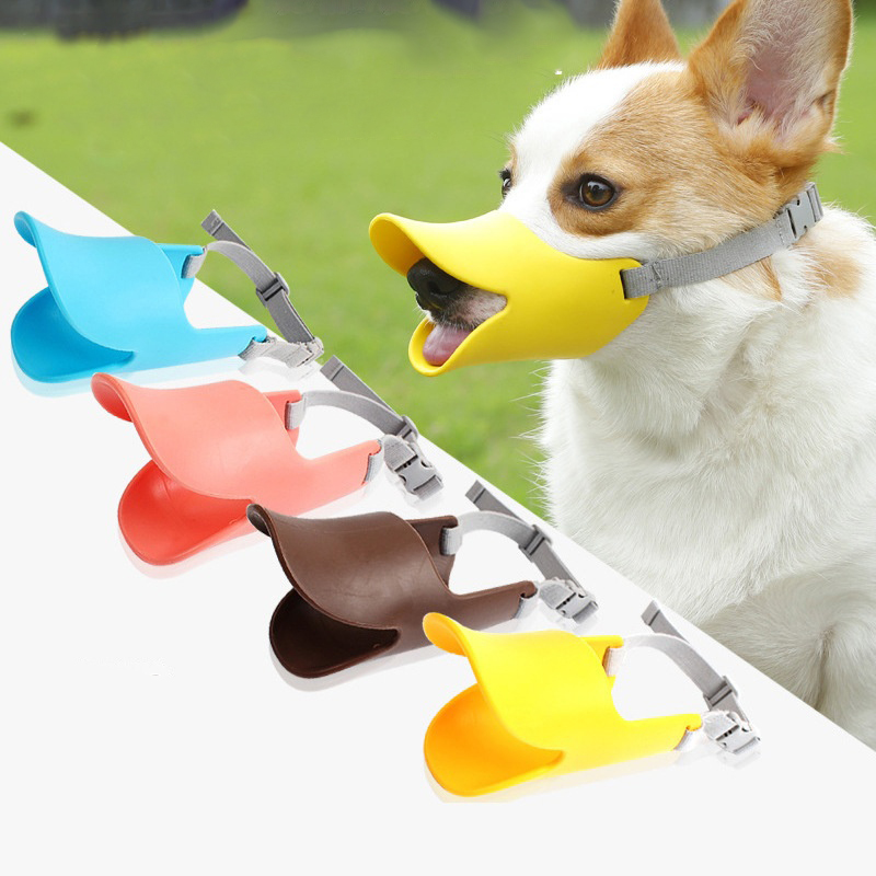 Dog Muzzle Anti-Bite and Anti-Bark Silicone Duckbill Muzzle Comfortable and Breathable Adjustable Strap Pet Mask — image 1