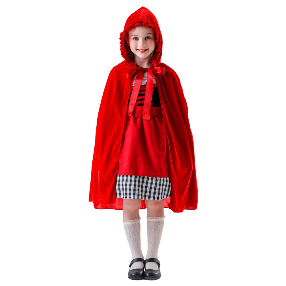 Halloween Children's Costume Little Red Riding Hood and Big Bad Wolf Performance Outfit Cosplay Dress Set Children's Festival Costume — image 2