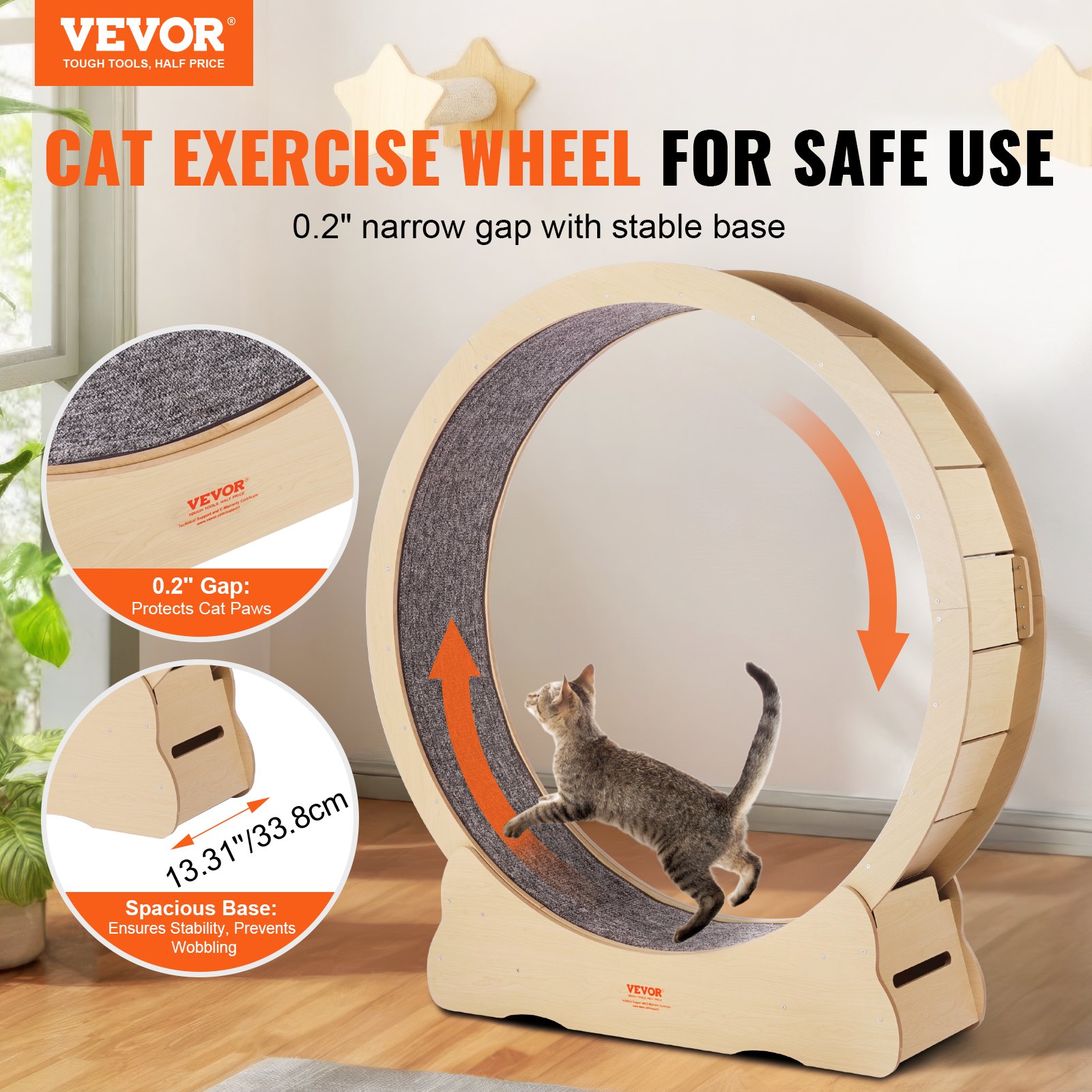 Wooden Cat Exercise Wheel 52' Large Cat Treadmill Wheel For Indoor Cats — image 2