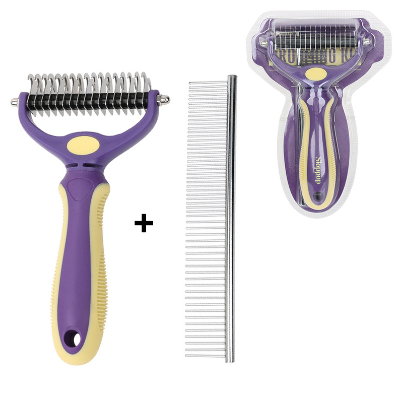 Pet Comb Dog Grooming Double-Sided Open Knot Comb Cat Nail Clippers Nail Clippers Pet Hair Removal Row Comb Set — image 7